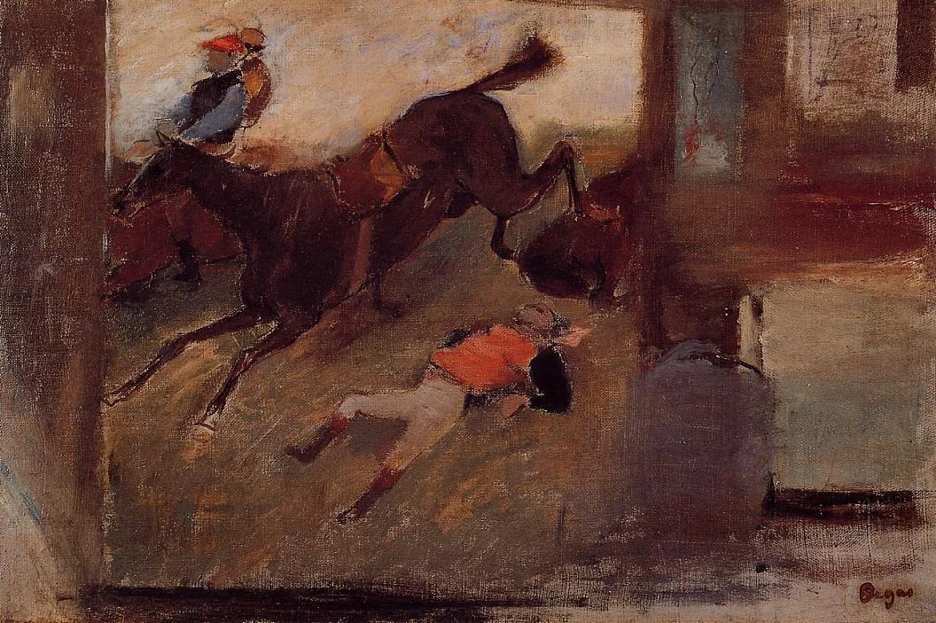 Studio Interior with The Steeplechase, by Edgar Degas, oil, 1890