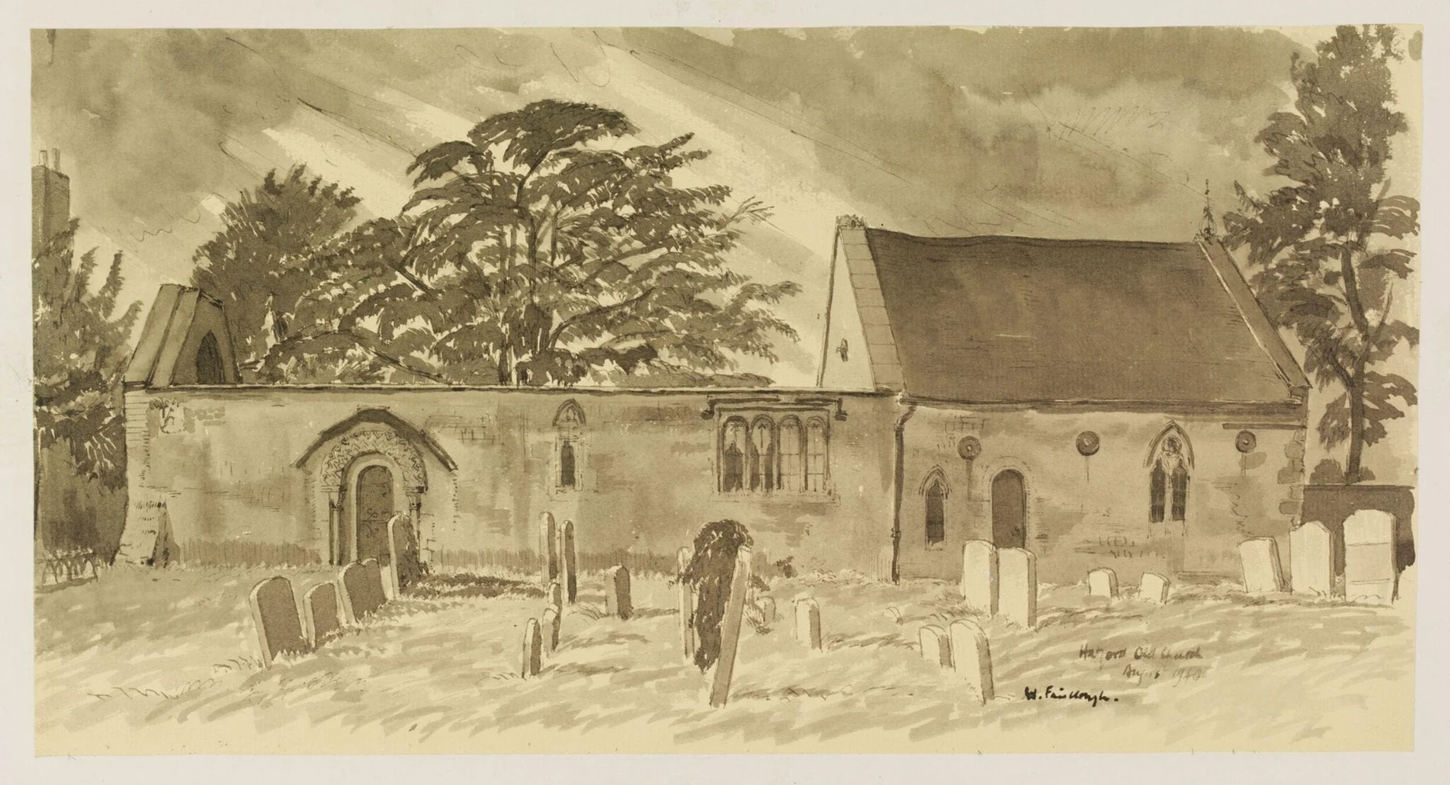 St.George's Church, Hatford, by Fairclough, watercolor, 1940