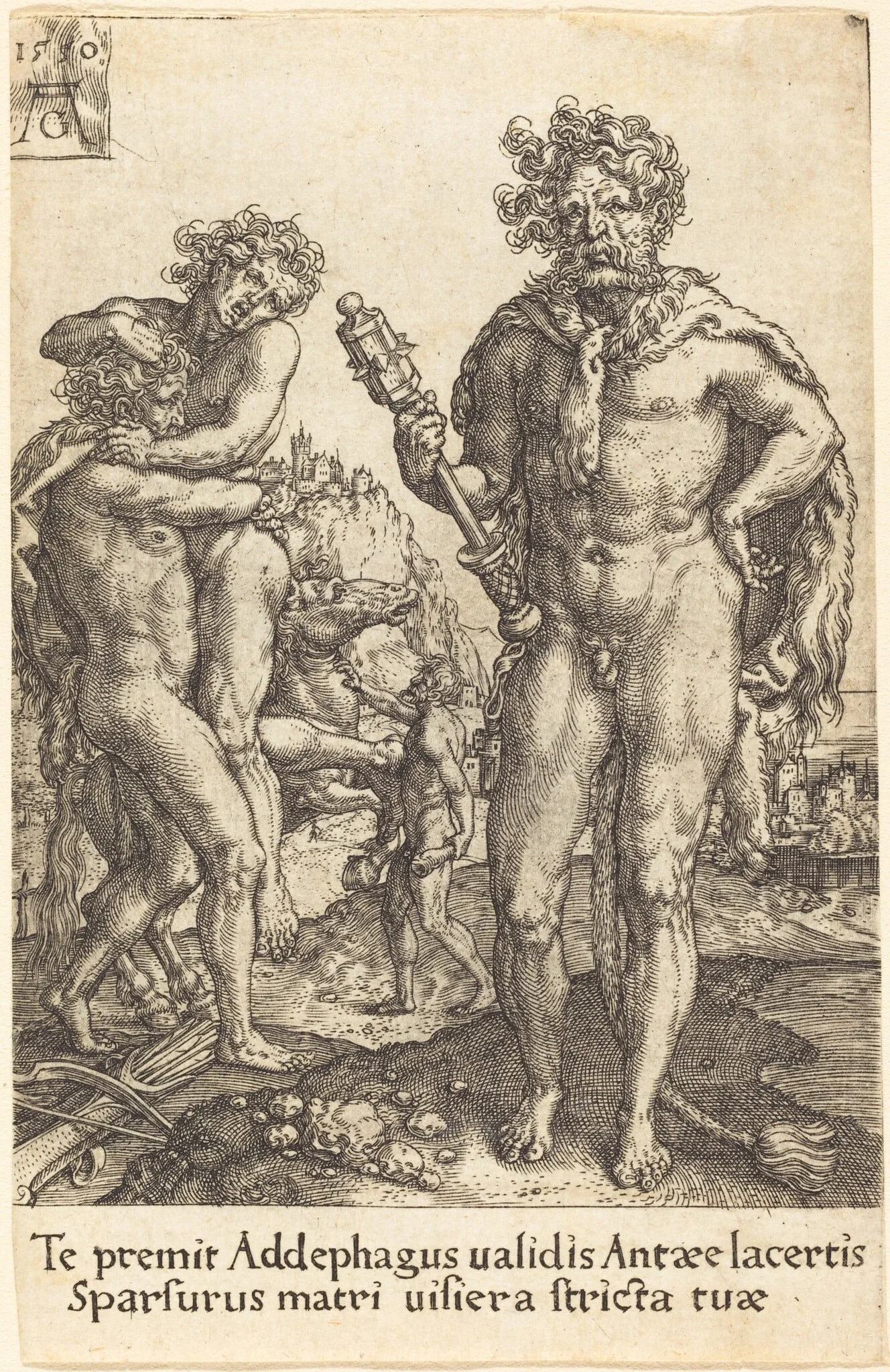 Hercules and Anthaeus, by Heinrich Aldegrever, 1550
