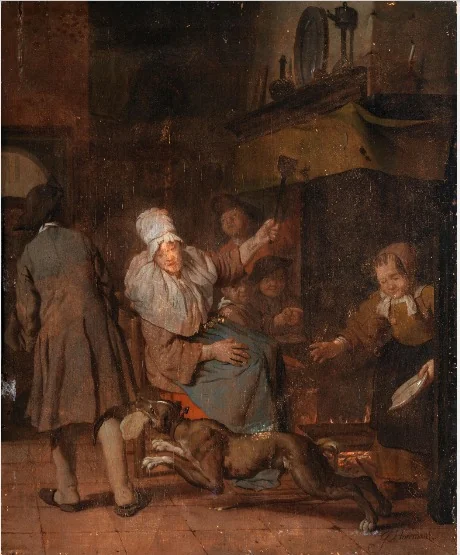 The Stolen Pancake, by Jan Josef Horemans the Elder, unspecified, 1725