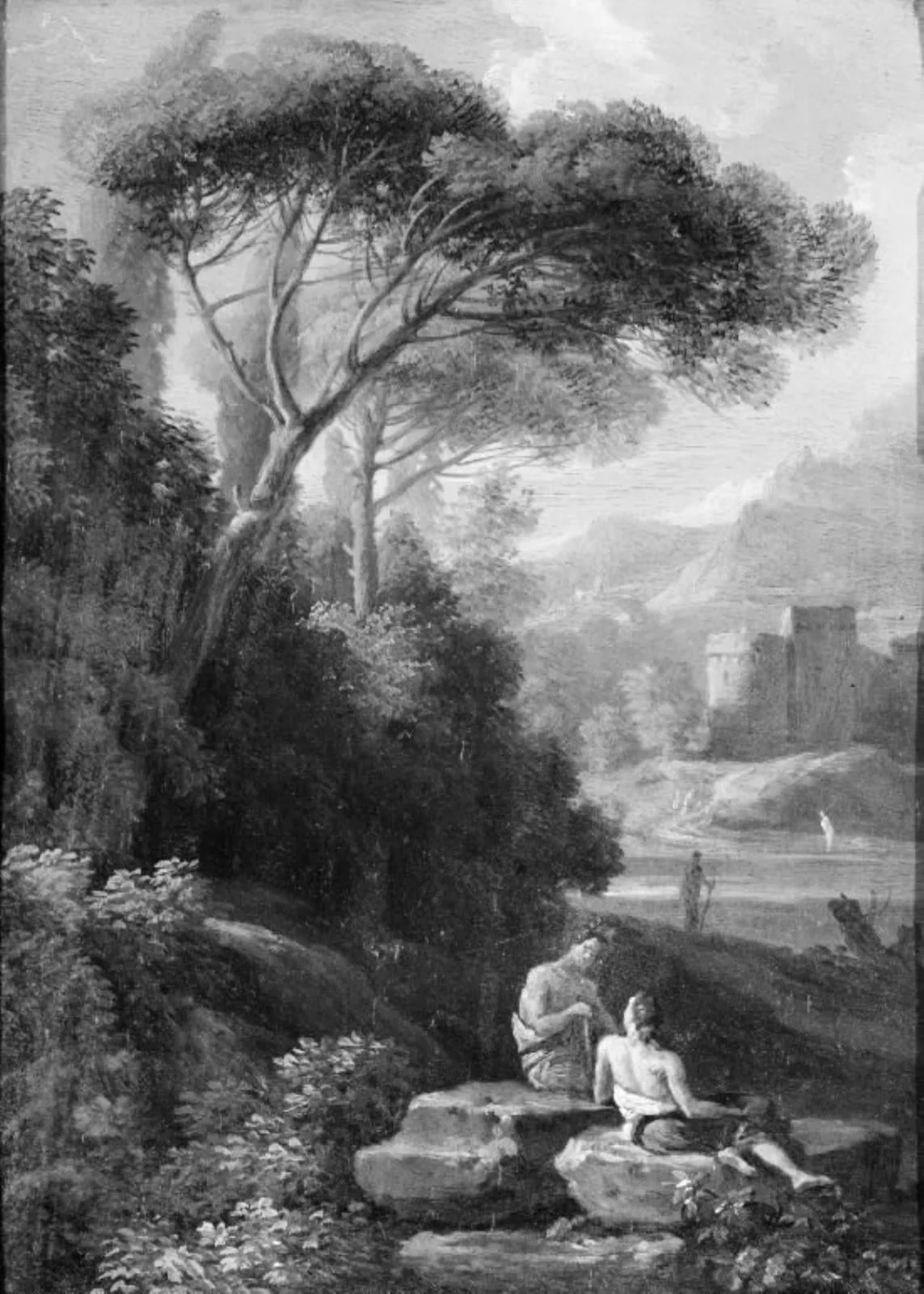 Italian Landscape with Figures, by Unknown, unspecified, 1713