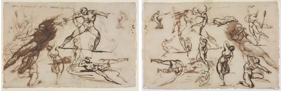 Sheet of Sketches (recto and verso), by Théodore Géricault, 1819
