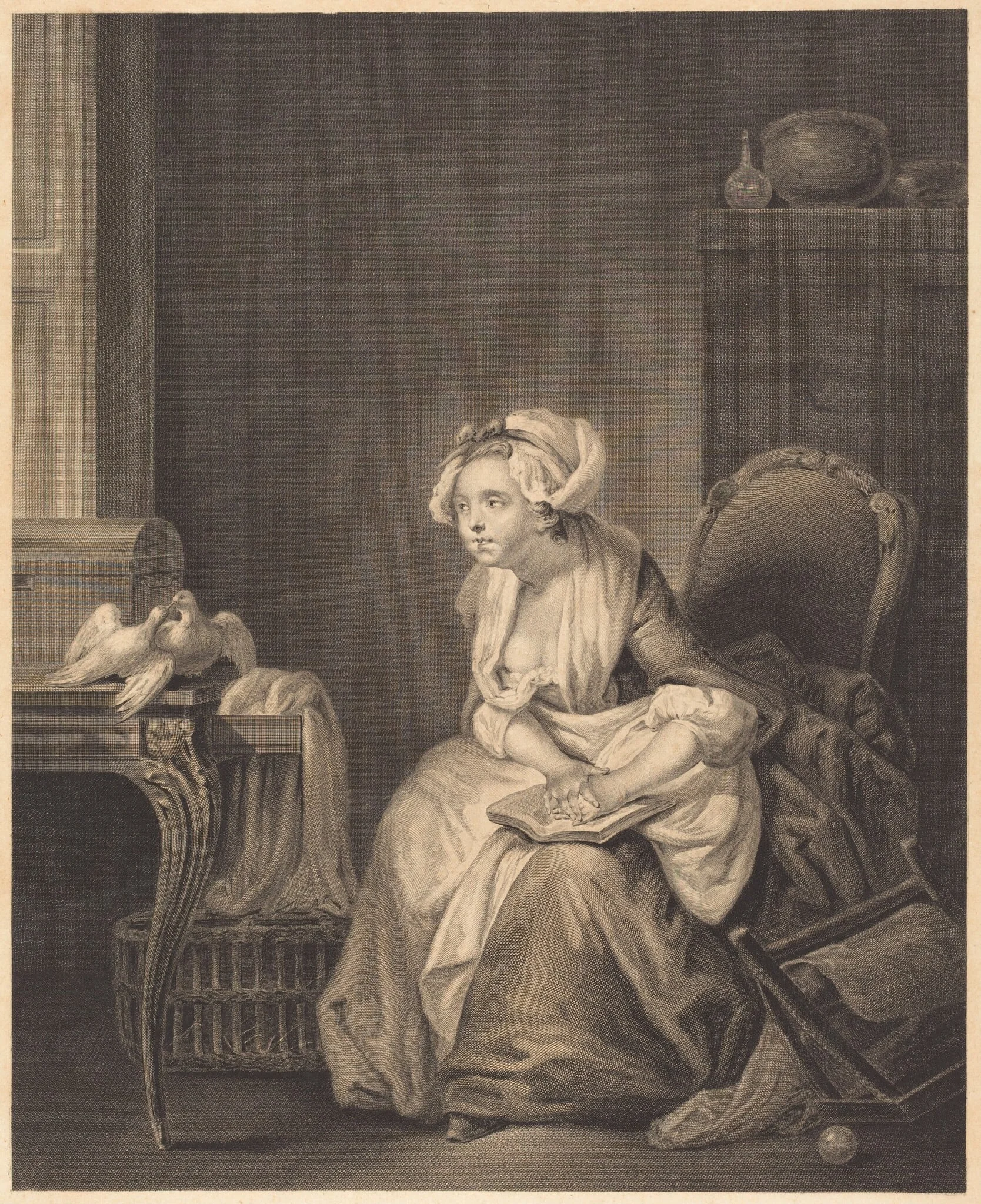 La premiere lecon d'amour, by Nicolas Joseph Voyez, ink, 1774