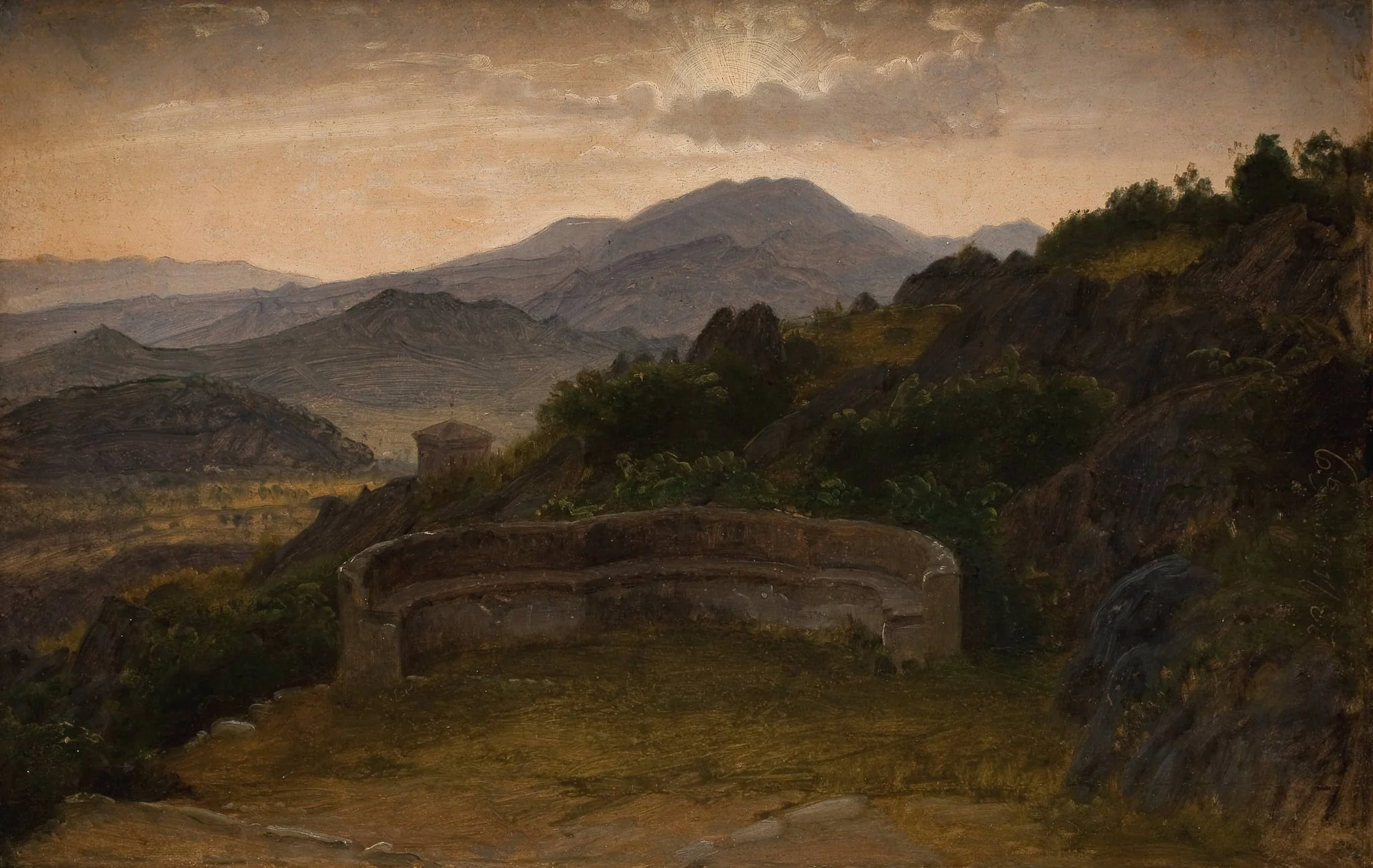 Landscape near Subiaco. Sunset, by Unknown, unspecified, 1869
