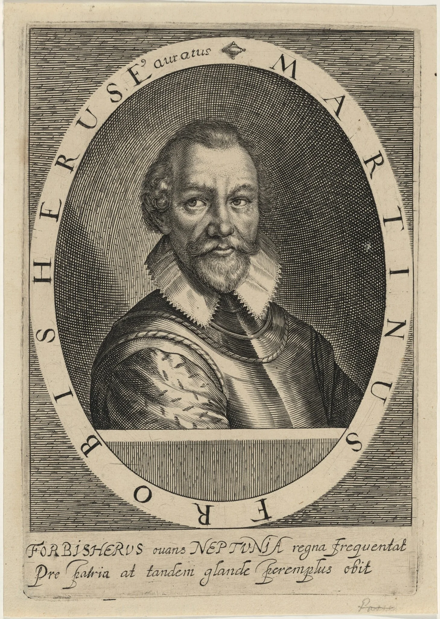 Sir Martin Frobisher, by Magdalena van de Passe, ink, 1620