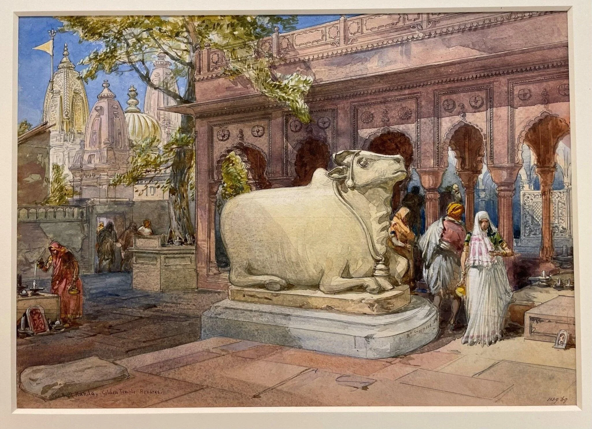 The Bull Nandi in the courtyard of the Golden Temple, Benares