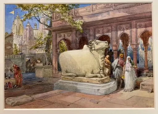 The Bull Nandi in the courtyard of the Golden Temple, Benares