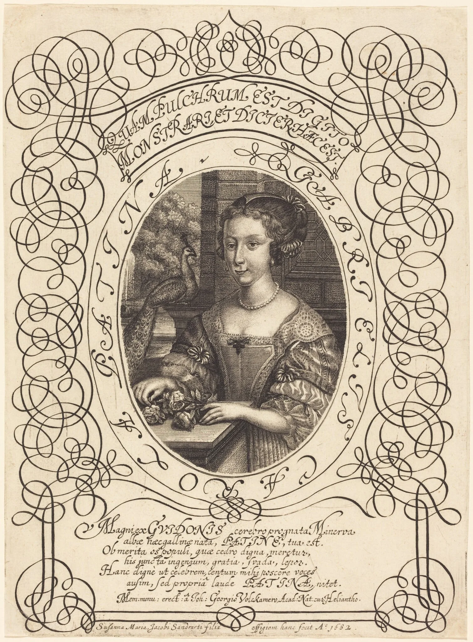 Gabrielle Charlotte Patin, by Susanne Maria von Sandrart, ink, 1682
