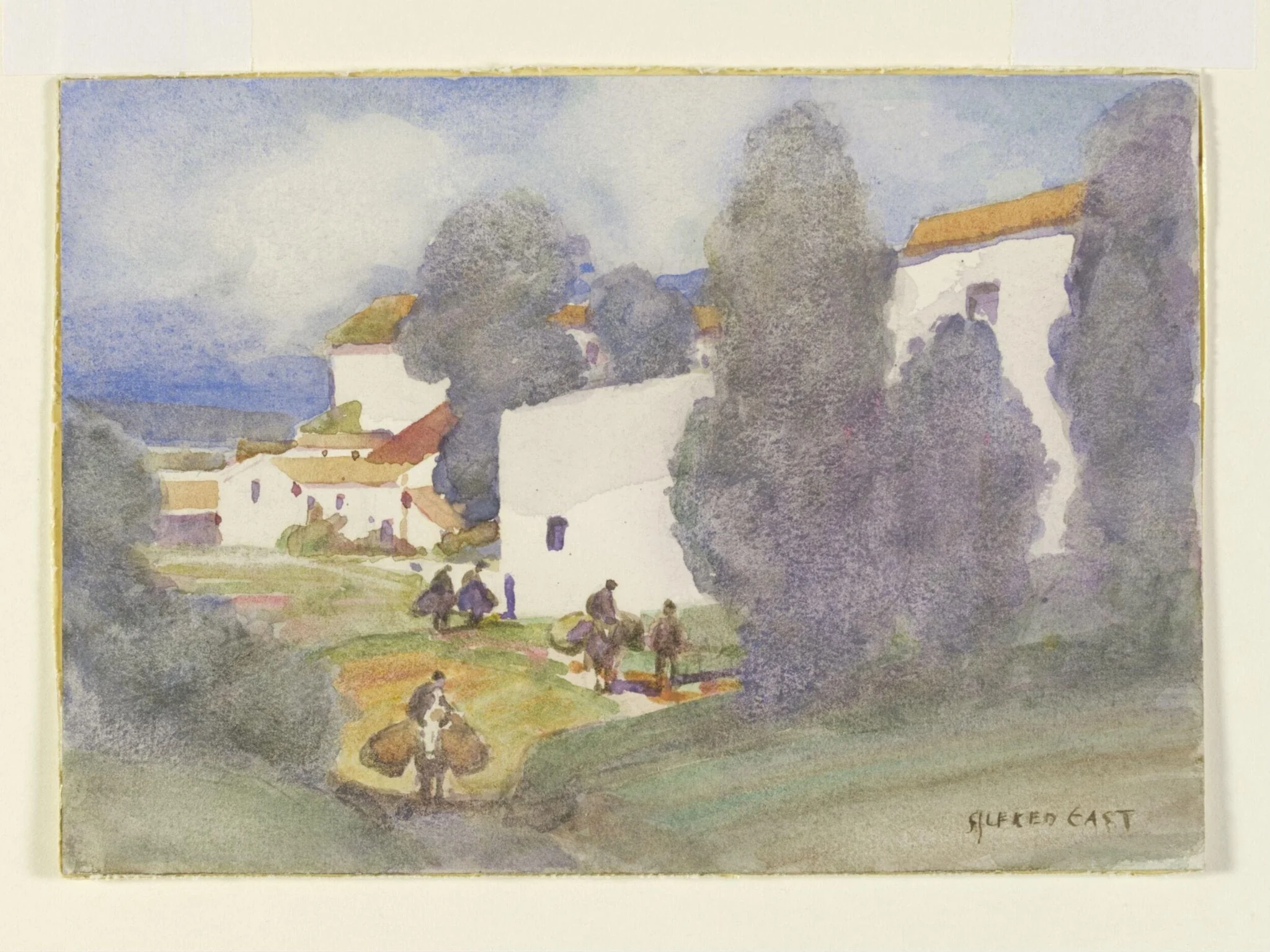 Scene at Algeciras, by Alfred East, watercolor, 1870
