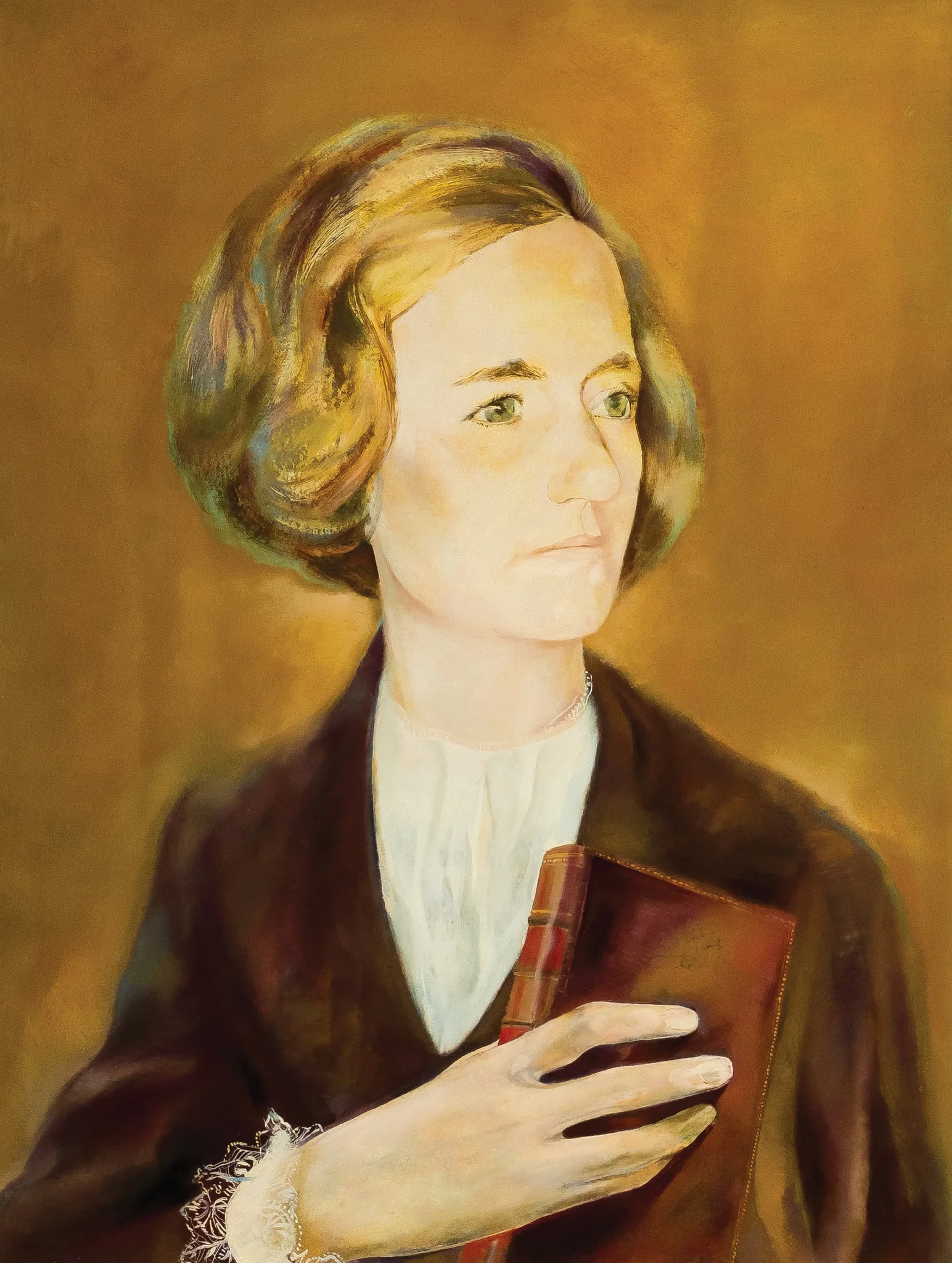 Tablou, ulei pe pânză, „Portret Elena Ceaușescu”, nedemnat, atribuit lui Zamfir Dumitrescu. Elena Ceaușescu este prezentată într-o postură contemplativă, ținând în mâna dreraptă un volum îmbrăcat în piele. Comandat și oferit de Consiliul Național al Femeilor, cu ocazia împlinirii vârstei de 60 de ani de către Elena Ceaușescu (5 ianuarie 1979).