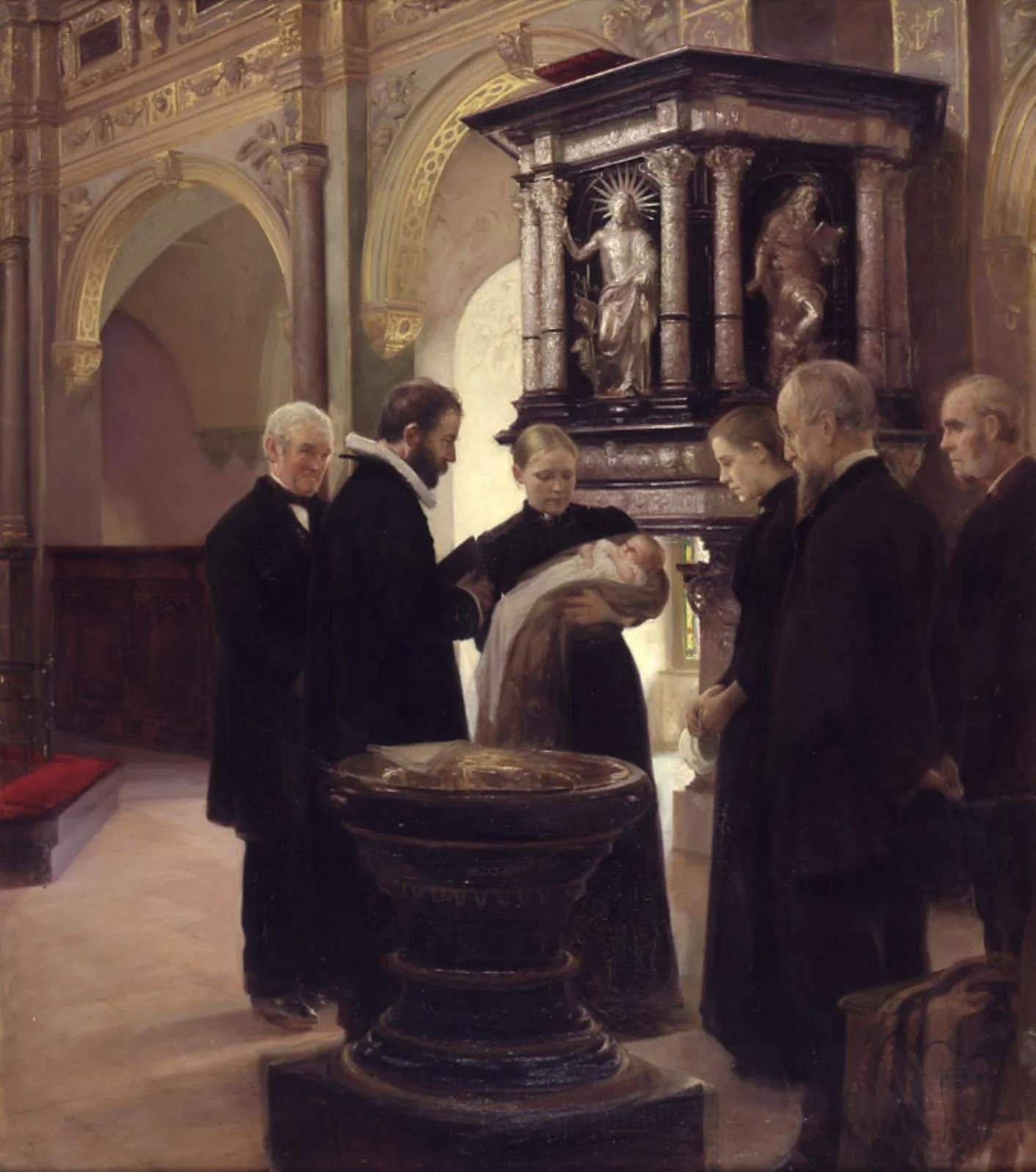 En barnedåb, by Unknown, 1893