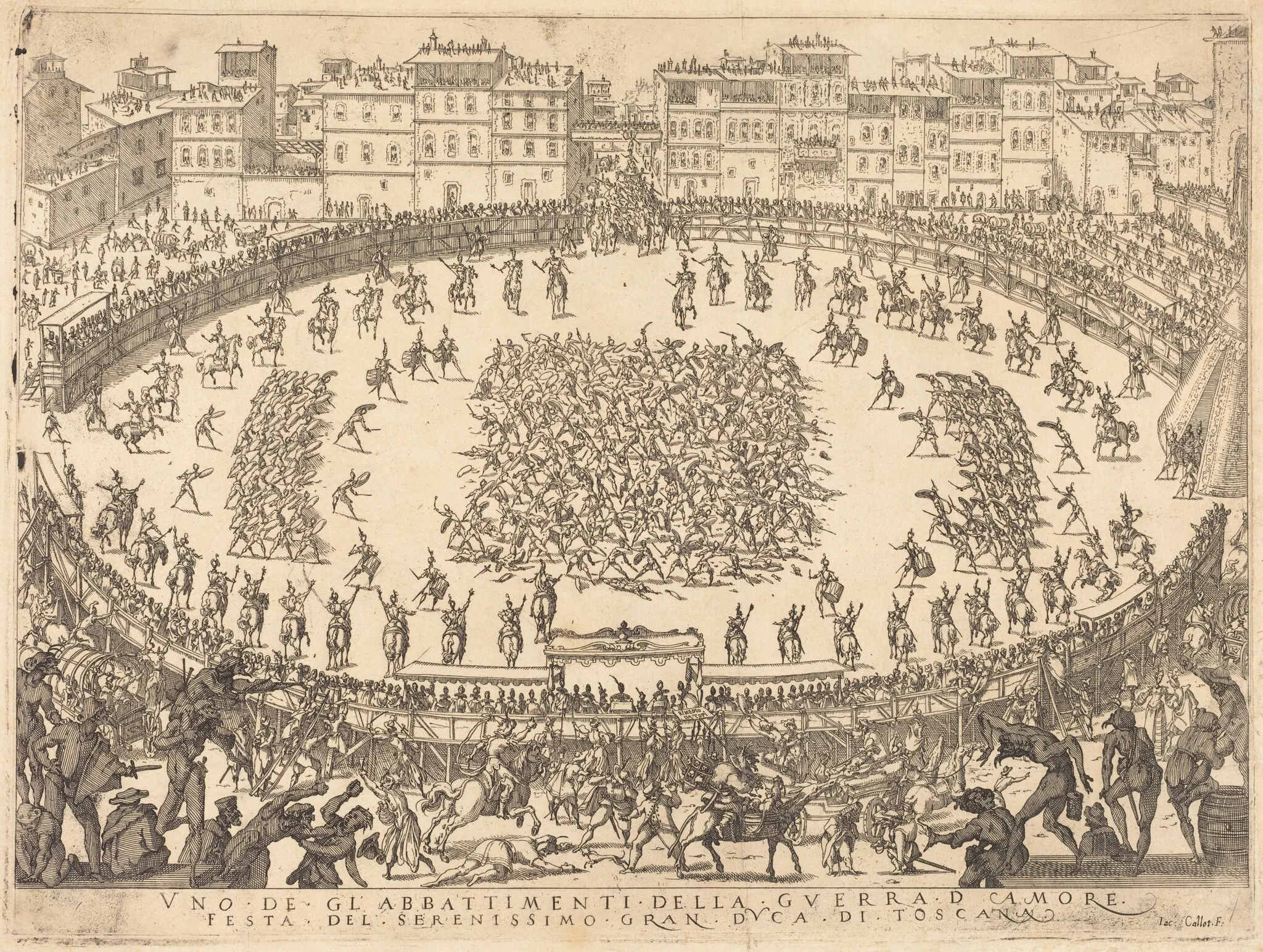One of the Infantry Combats, by Jacques Callot, ink, 1616