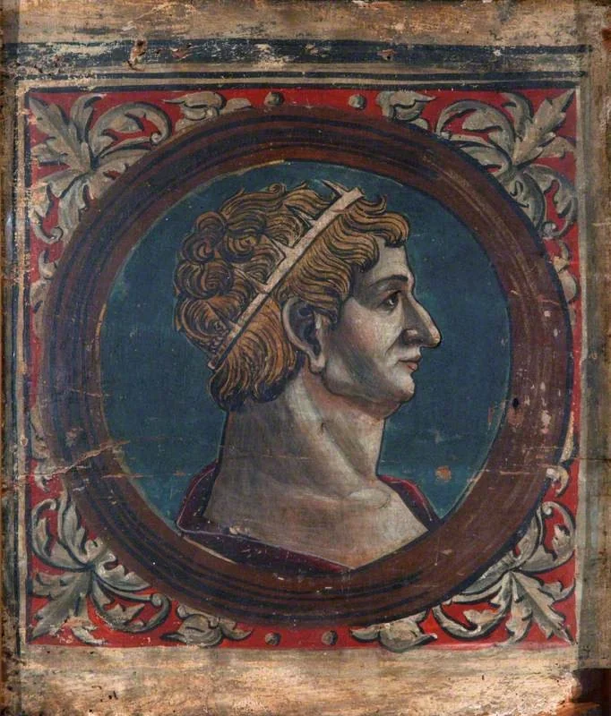 Profile Bust of a Roman Emperor Facing Right (one of 29 painted panels from a frieze), by Unknown, unspecified, 1500