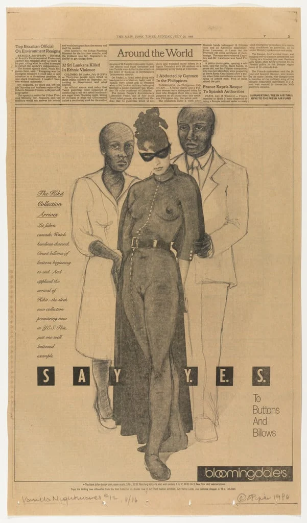 Untitled, by Adrian Piper, charcoal, 1986