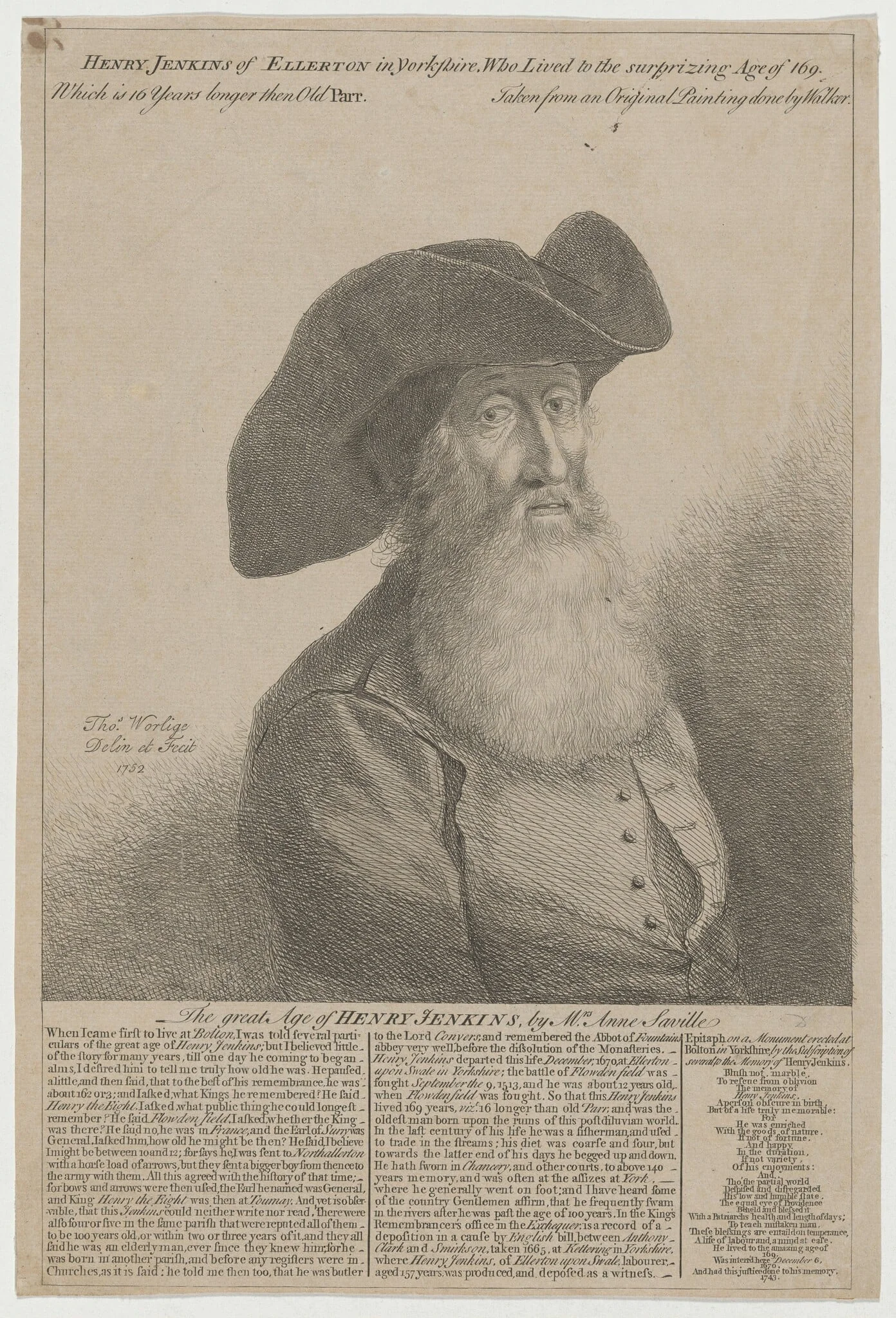 The Great Age of Henry Jenkins, by Thomas Worlidge, ink, 1752