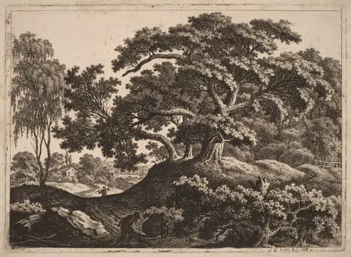 Landscape with Man Pushing a Cart
