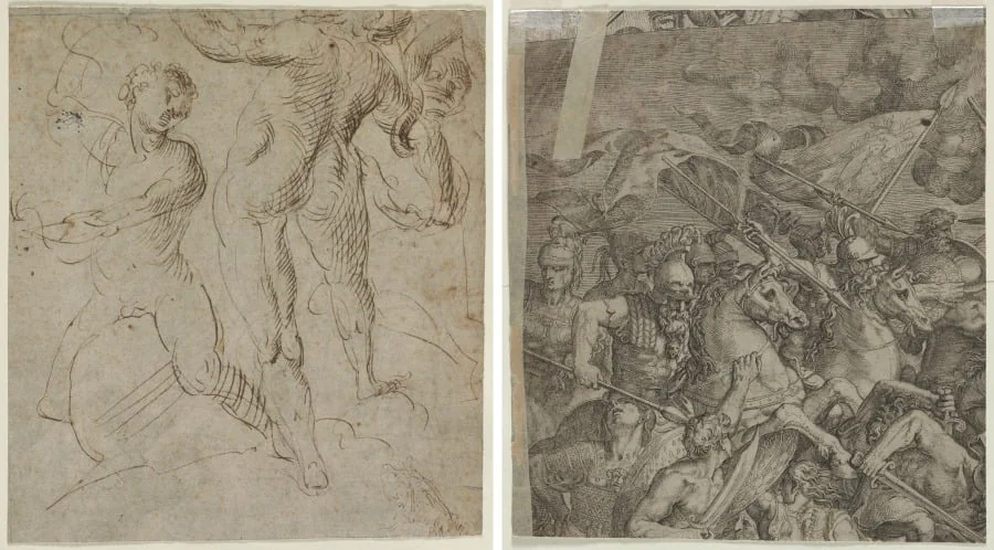 Laocoön (recto); Battle of the Milvian Bridge (fragment) (verso), by Unknown, 1575