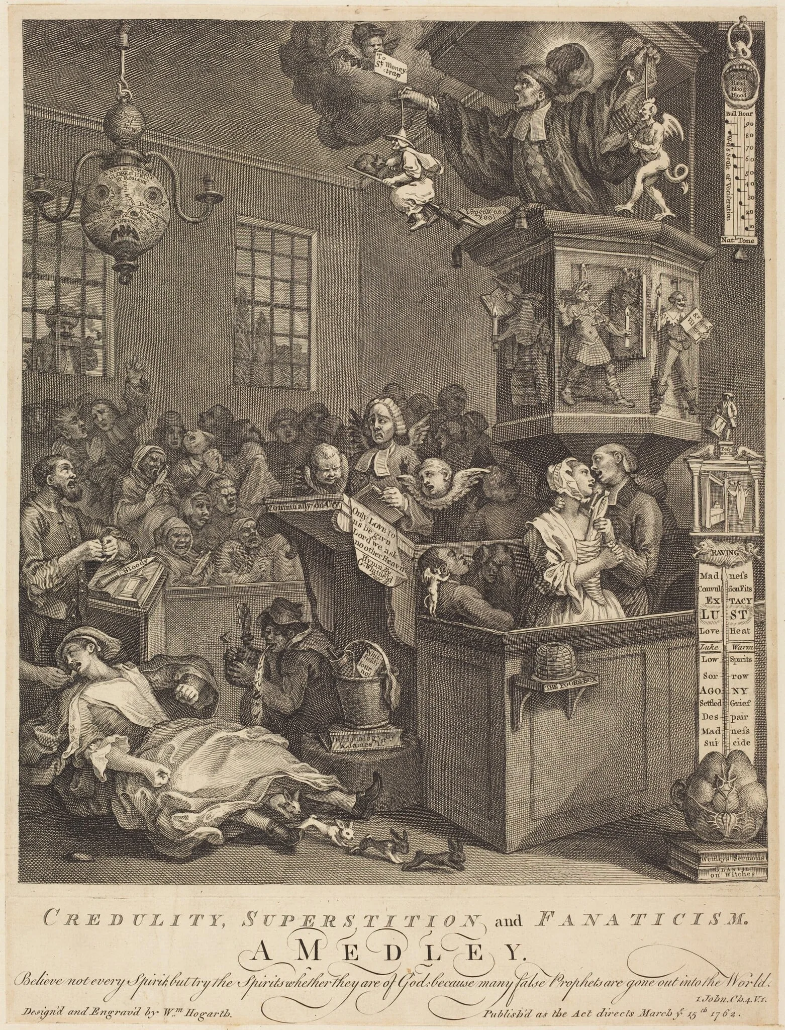 Credulity, Superstition, and Fanaticism, by William Hogarth, ink, 1762