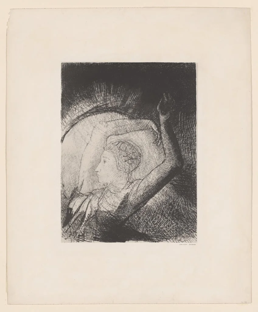 Untitled, by Odilon Redon, ink, 1899