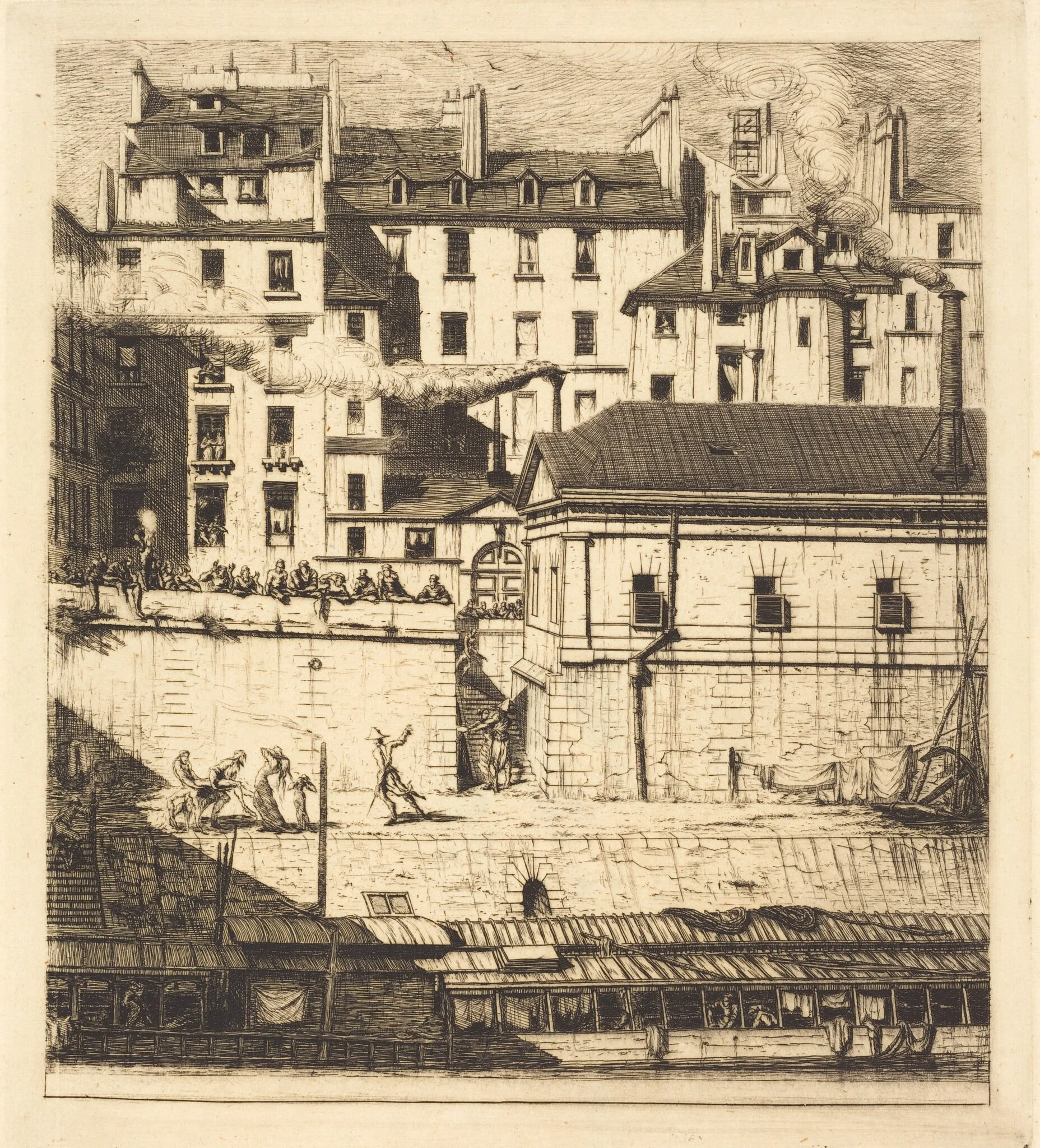 La morgue, Paris (The Mortuary), by Charles Meryon, ink, 1854