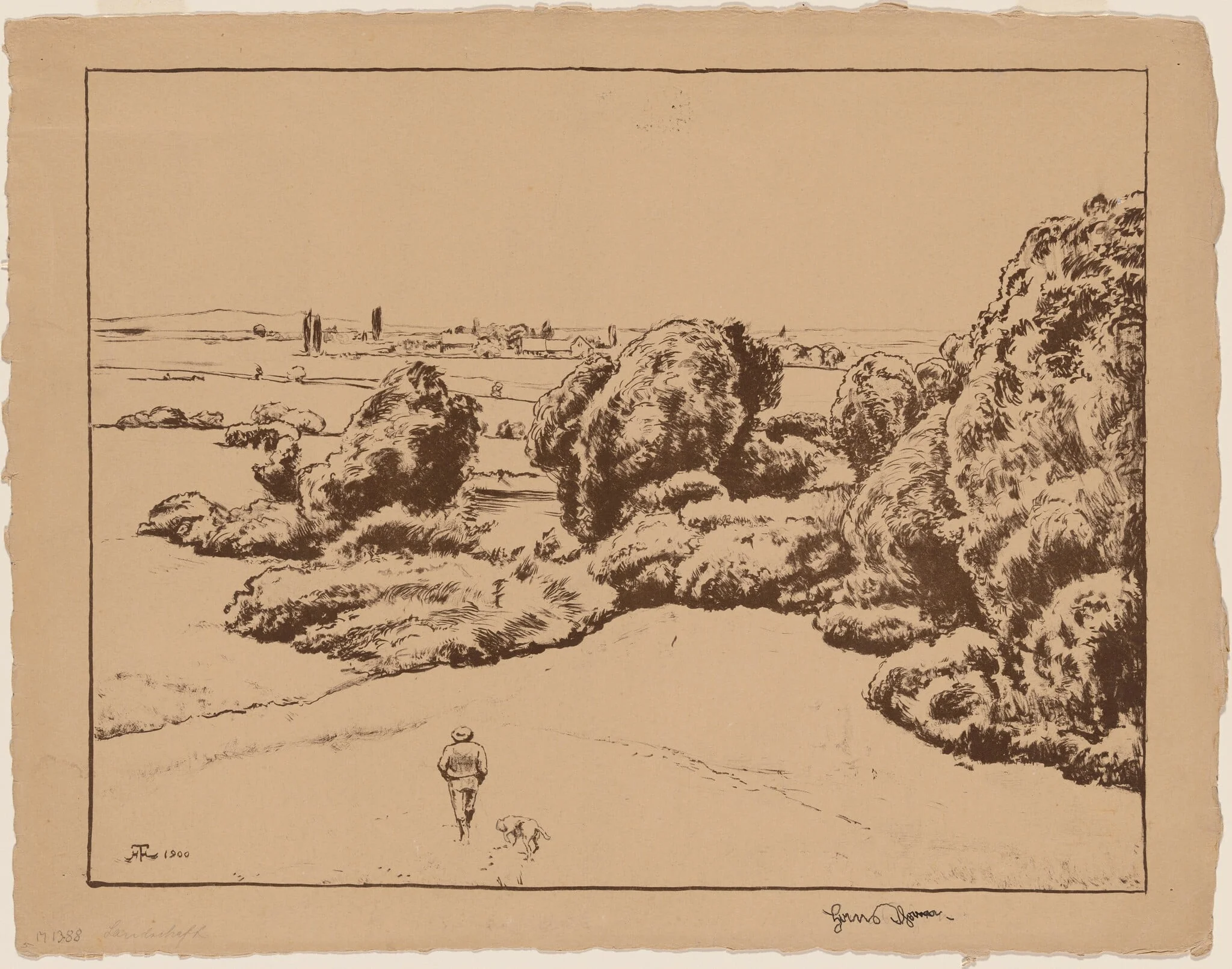 Landscape, by Hans Thoma, ink, 1900