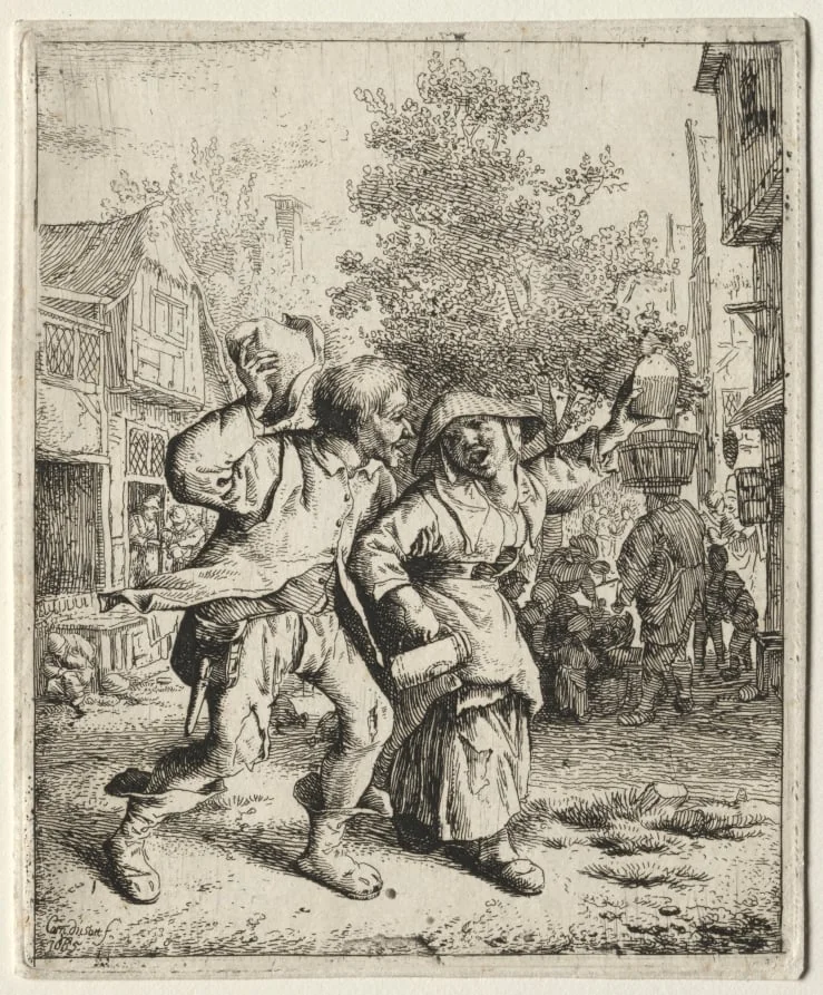 The Drunken Couple, by Cornelis Dusart, 1685