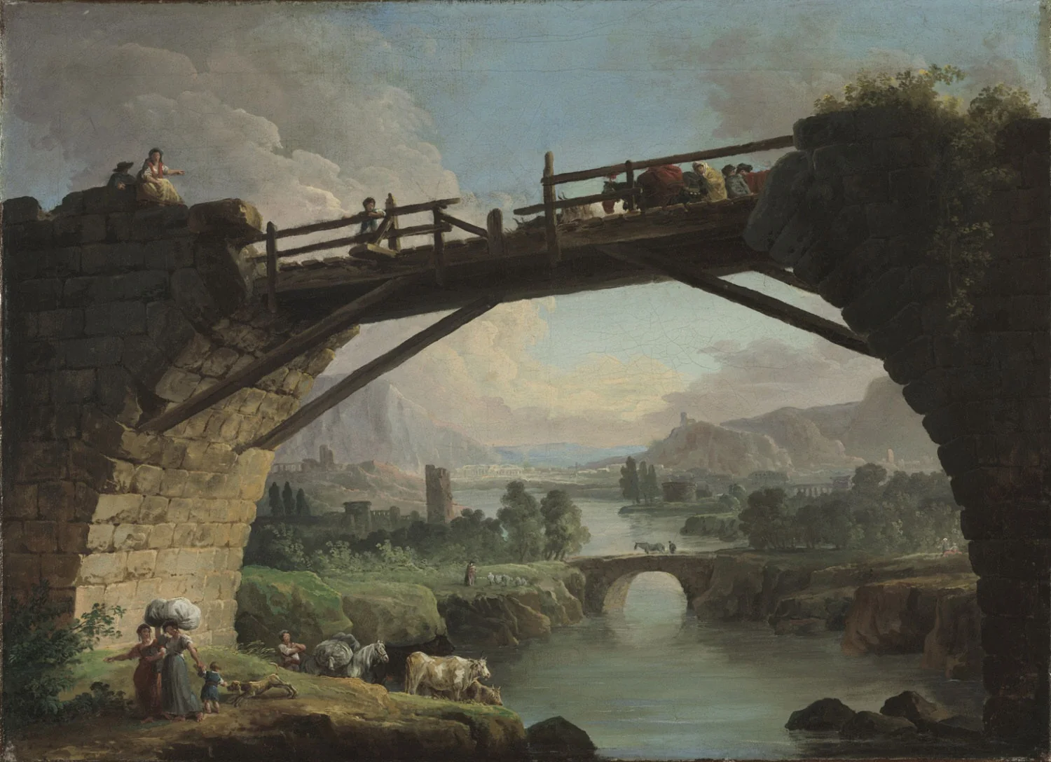 Ruined Bridge with Figures Crossing