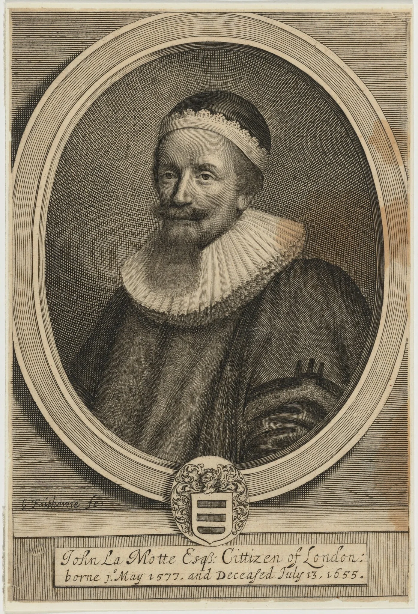 John La Motte, by William Faithorne, ink, 1656