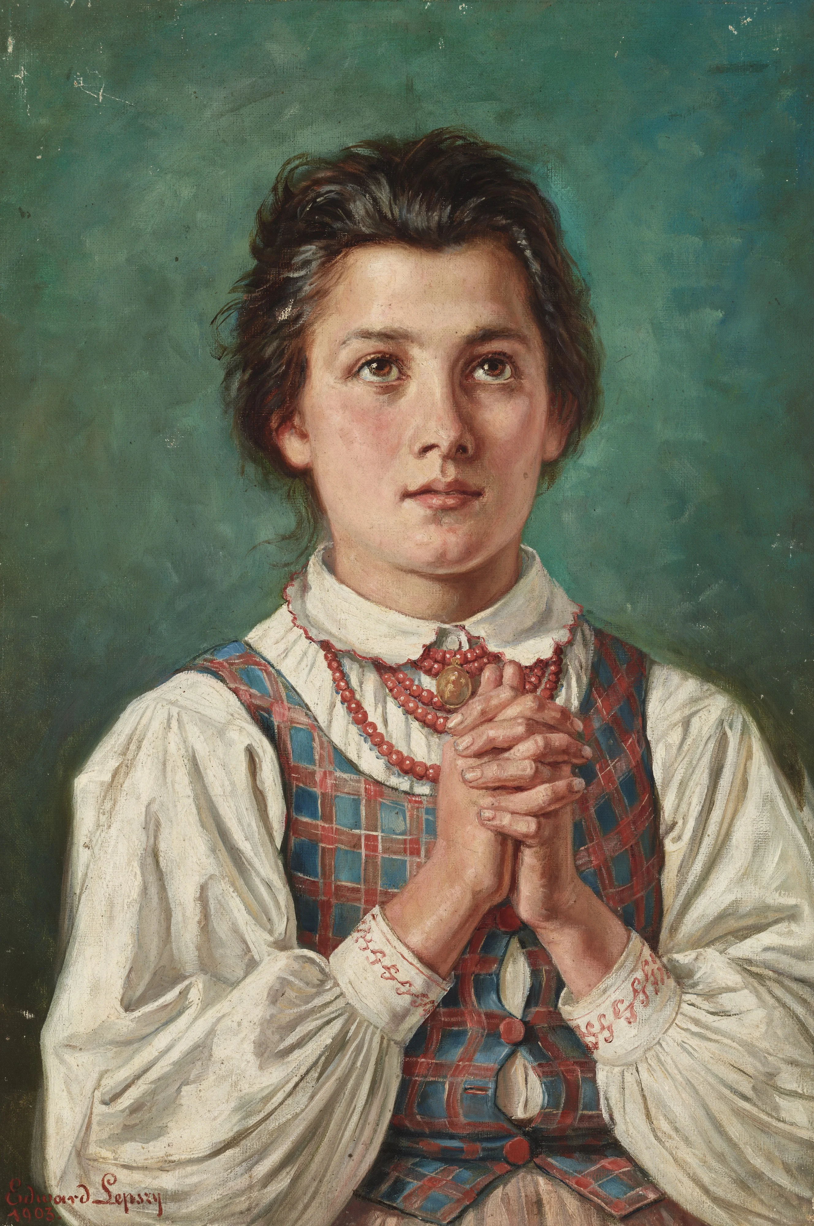 Study of a Girl, by Edward Lepszy, oil, 1903