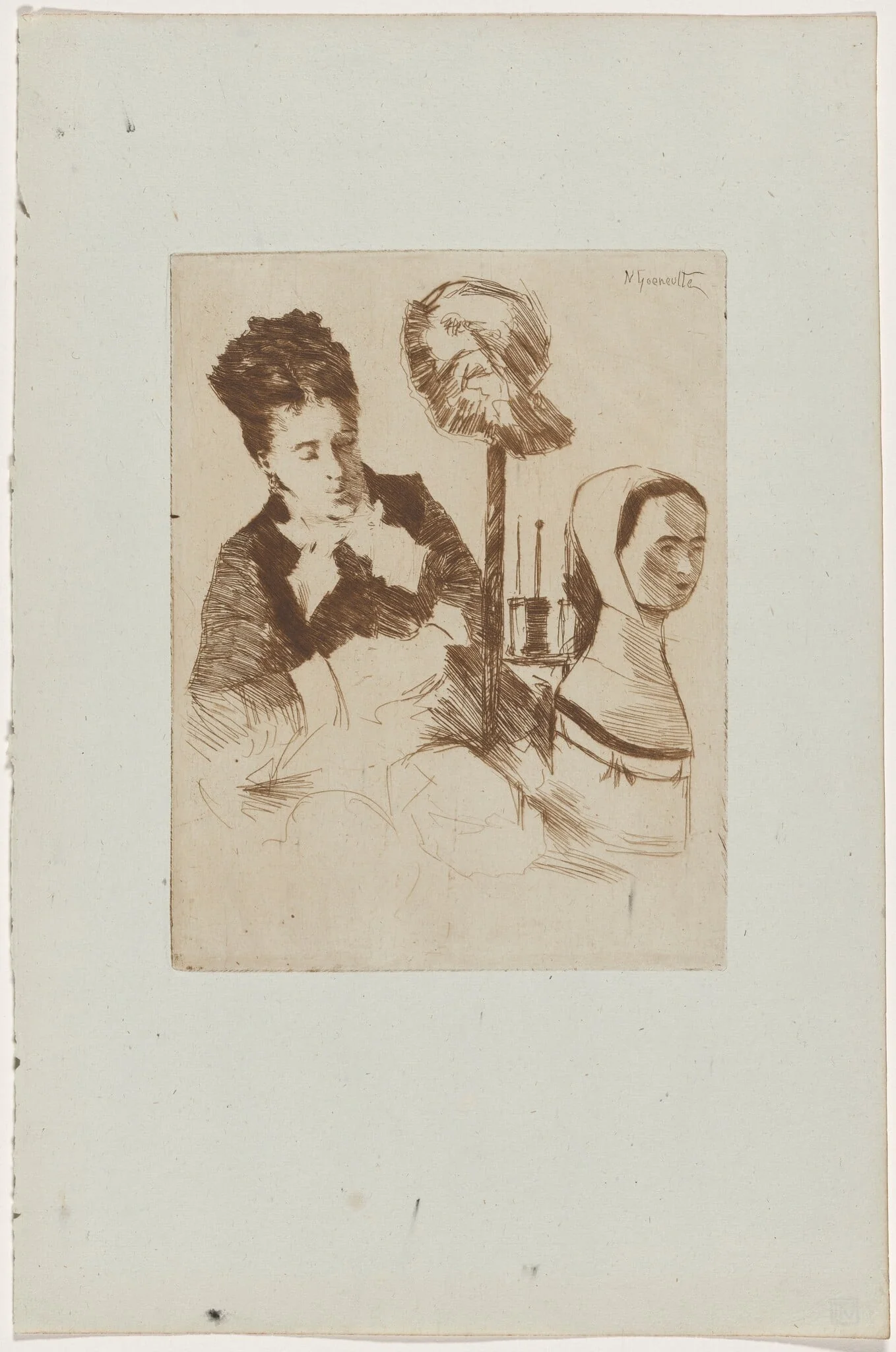 La modiste, by Norbert Goeneutte, ink, 1895