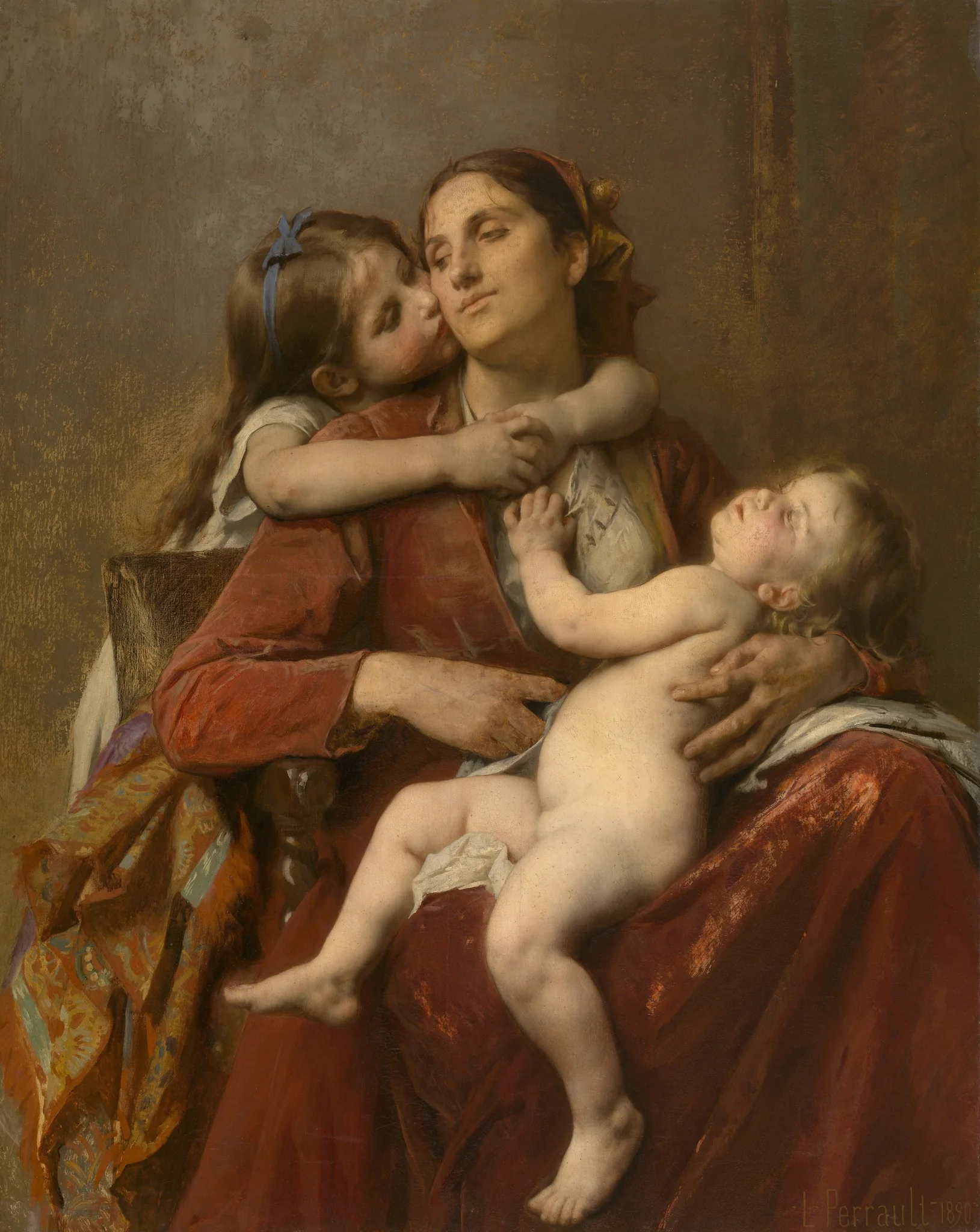 Mother's Happiness, by Léon Bazille Perrault, oil, 1896