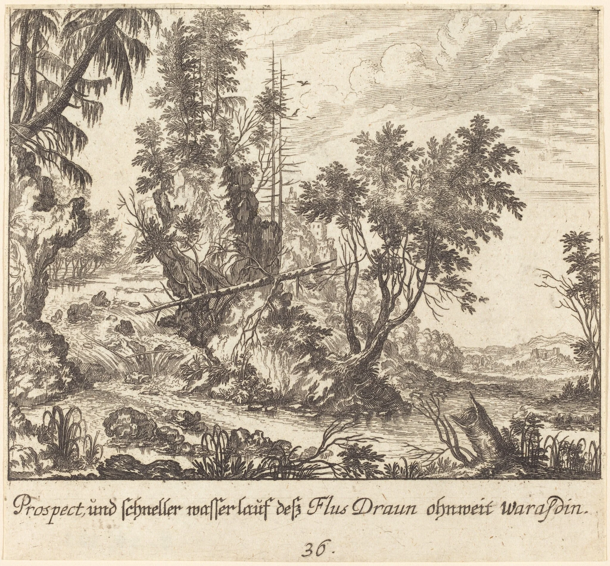 Draun River, by Melchior Küsel, ink, 1681