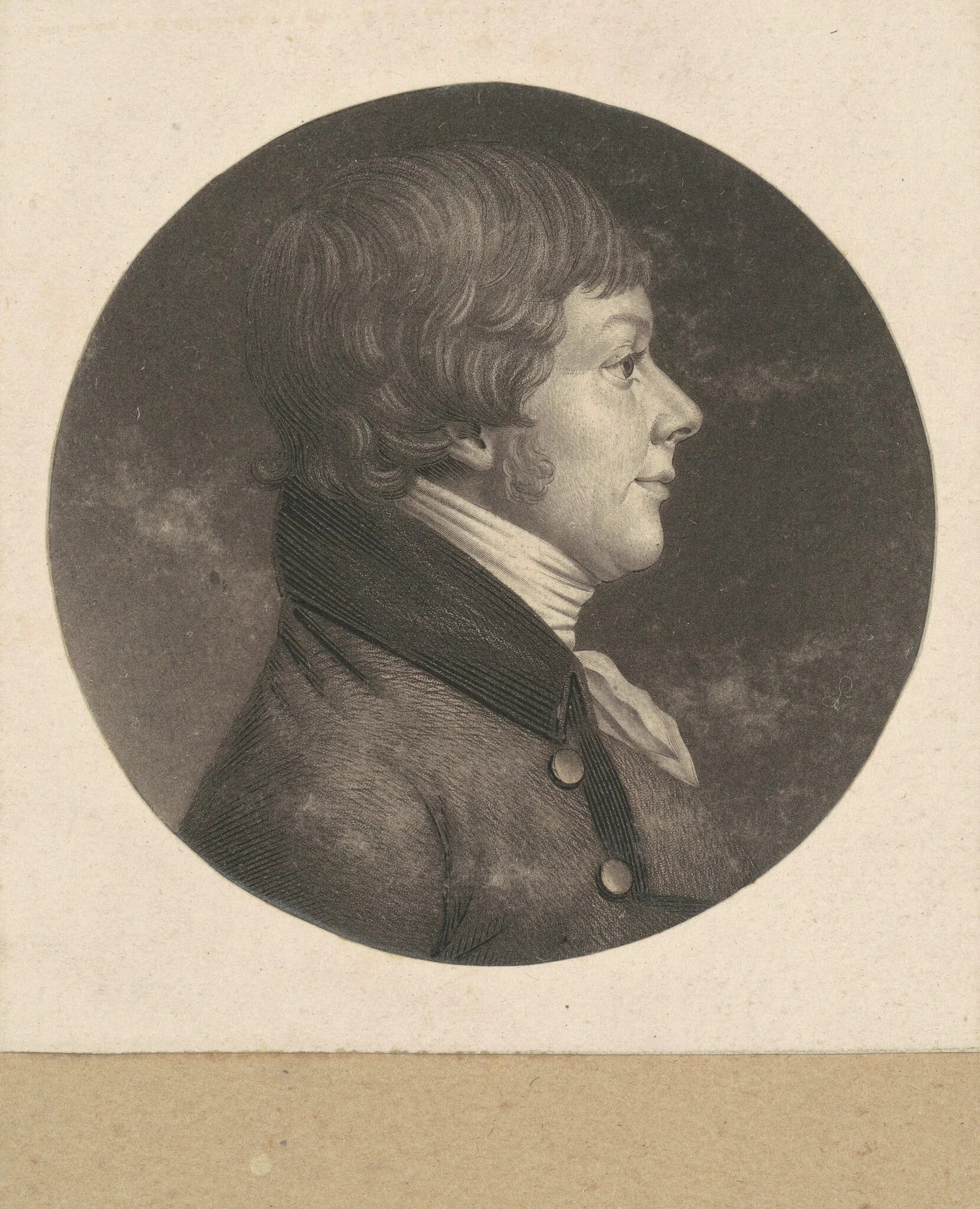 Unidentified Man, by Charles Balthazar Julien Févret de Saint-Mémin, ink, 1800
