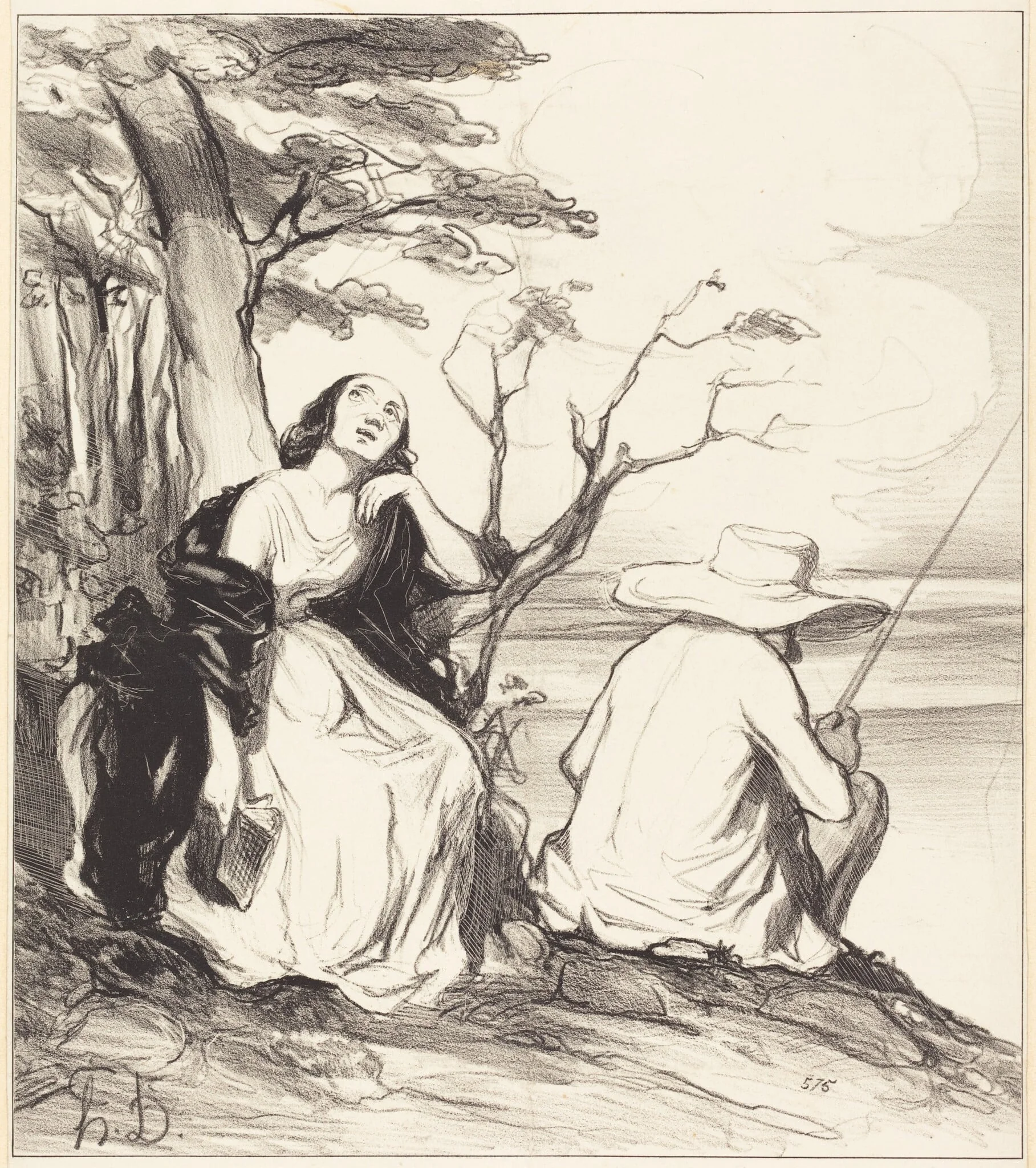 O douleur!... avoir rêvé... un époux..., by Honoré Daumier, ink, 1844