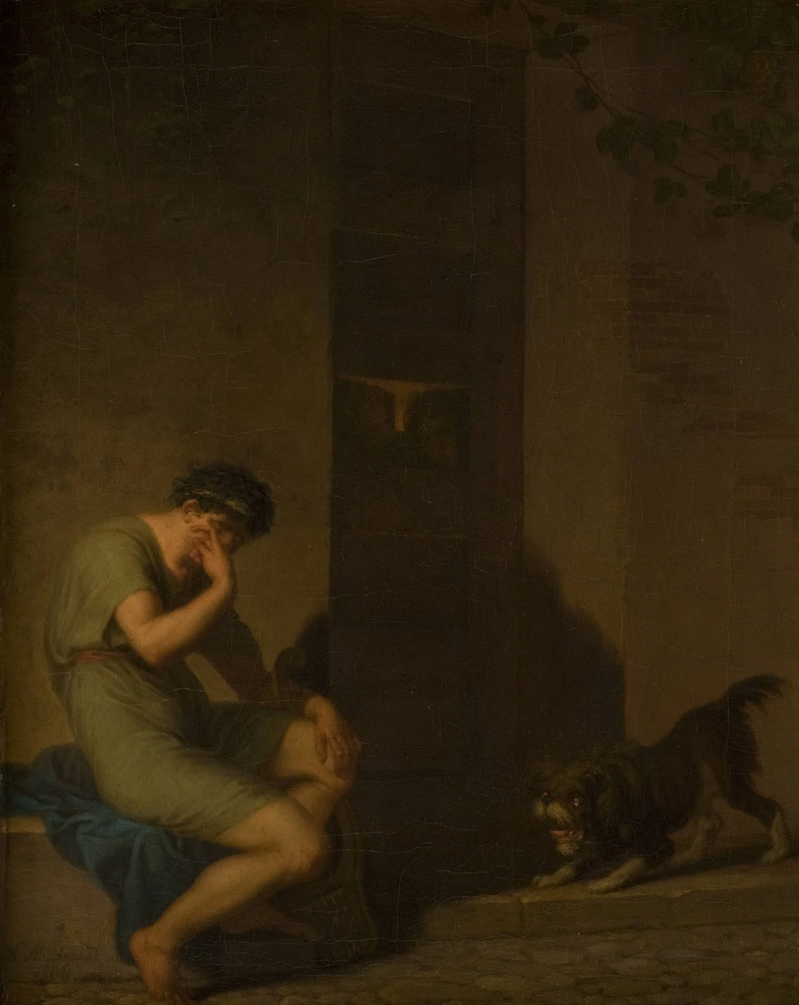 Tibullus Lamenting outside the Door of his Beloved, by Unknown, 1808