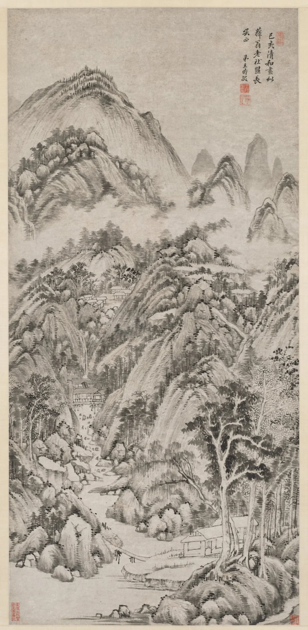 Mountain Village Embraced by the Summer, by Wang Shimin, unspecified, 1659