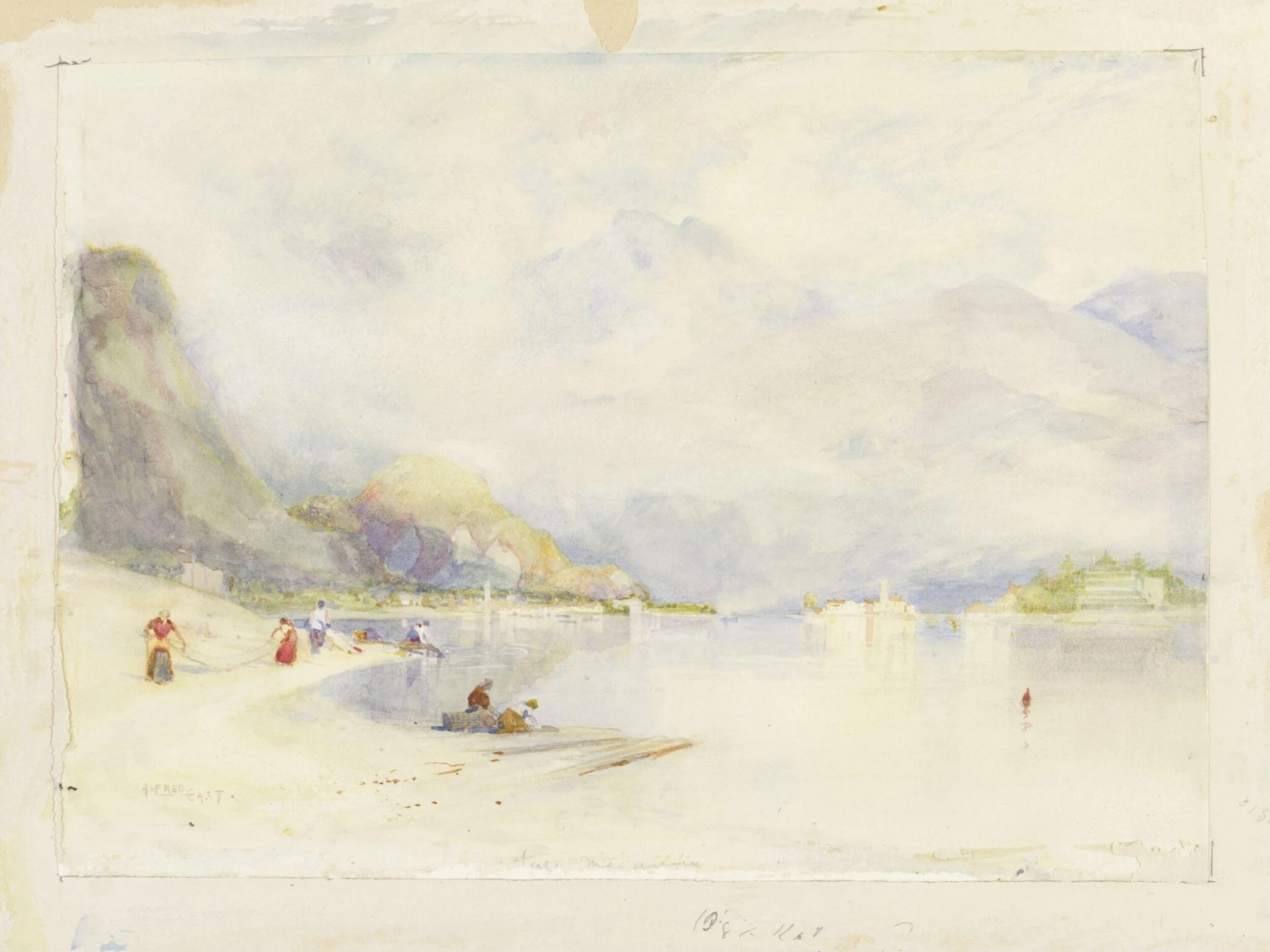 Lago Maggiore from Stresa, by Alfred East, watercolor, 1897