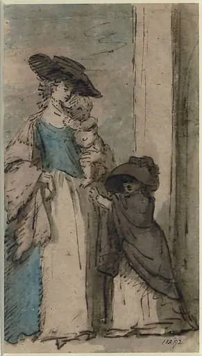 Lady with a baby in her arms and a child at her side
