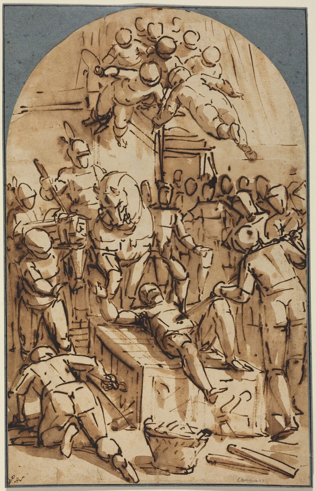The Martyrdom of Saint Lawrence, by Luca Cambiaso, ink, 1581