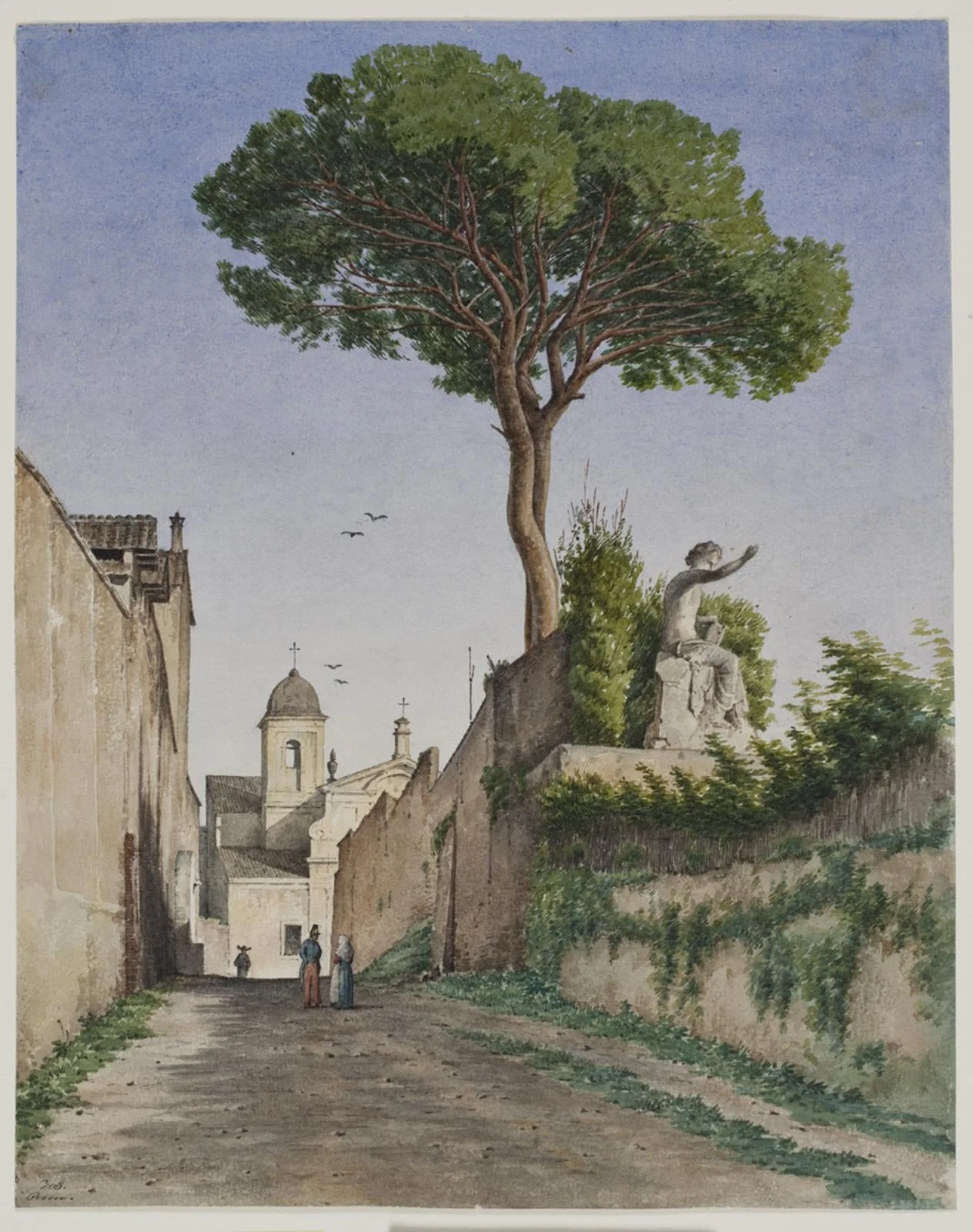 Bag Palazzo Barberinis have i Rom; gaden med pinien, by Unknown, unspecified, 1850