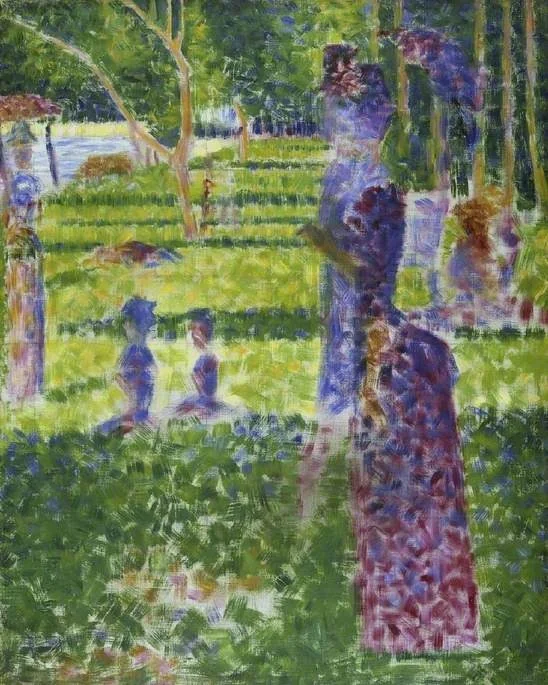 Study for 'A Sunday on the Island of La Grand Jatte': Couple Walking, by Georges Seurat, oil, 1885