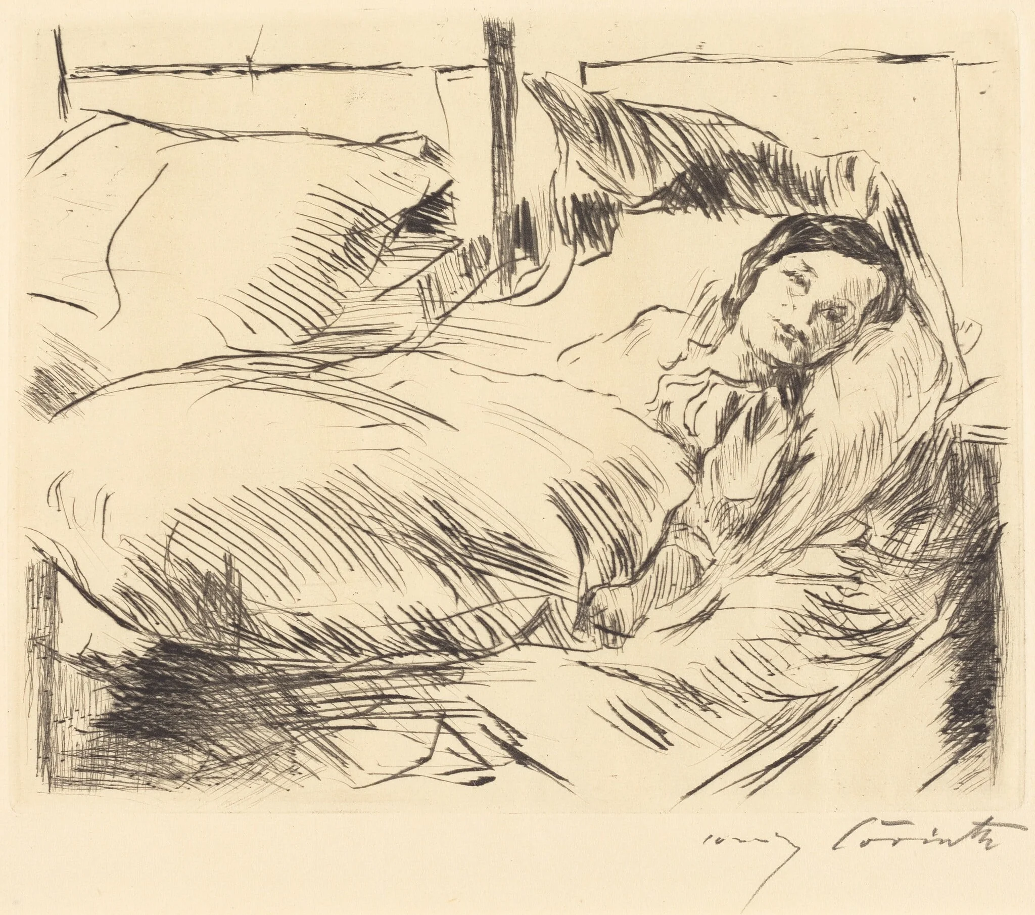 Das Kranke Kind (The Sick Child), by Lovis Corinth, ink, 1918