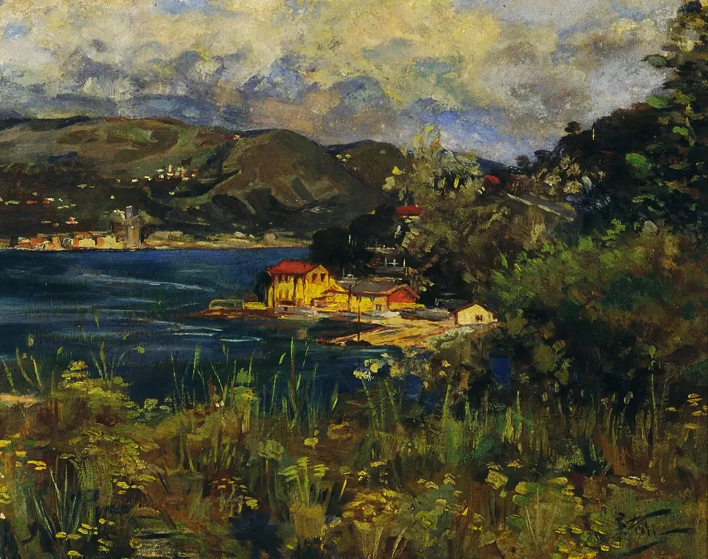 Untitled [Bay landscape with Italian cities]