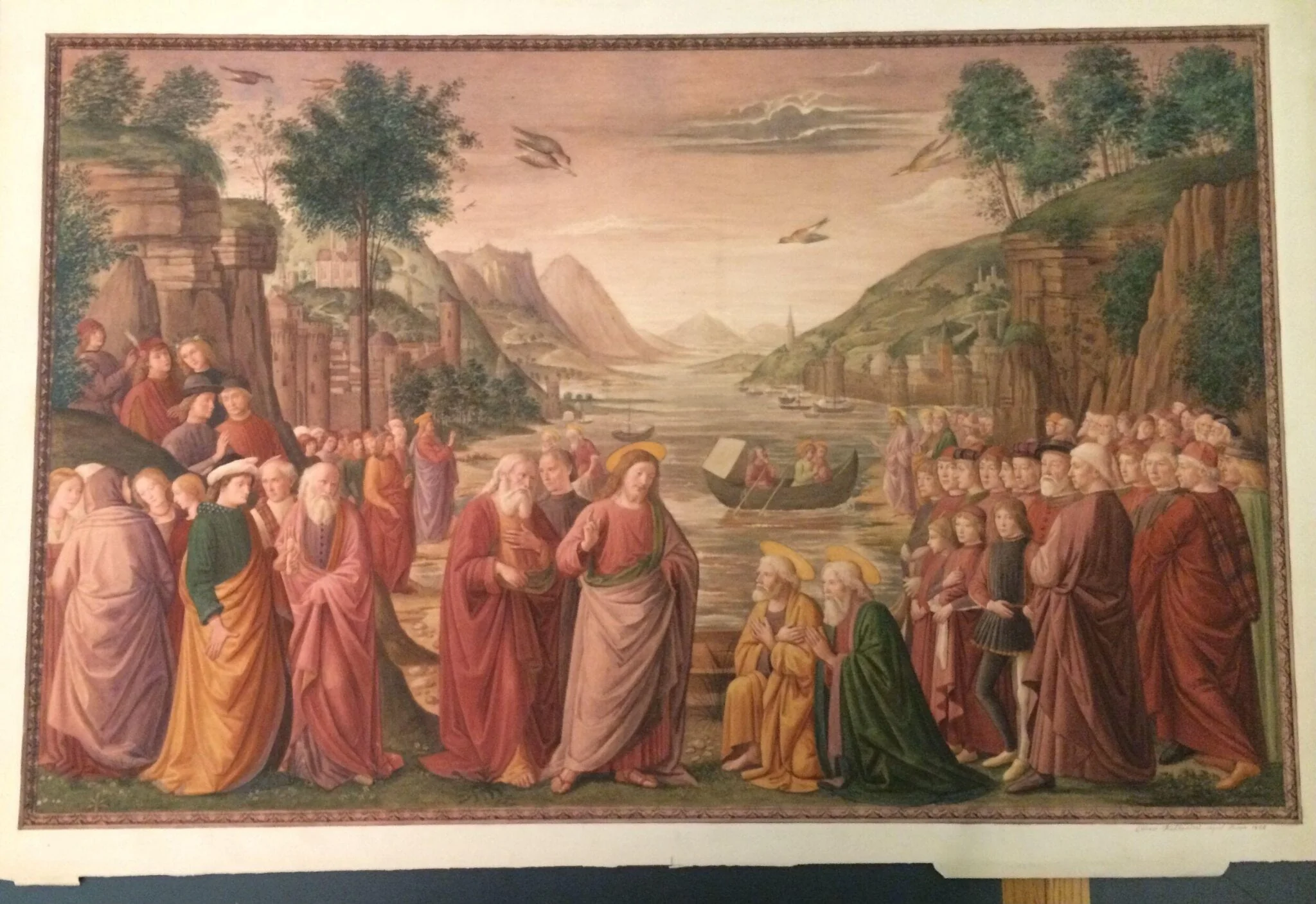 Copy after Calling of the Apostoles, Domenico Ghirlandaio in the Sistine Chapel, Vatican (Rome), by Domenico Ghirlandaio, watercolor, 1872