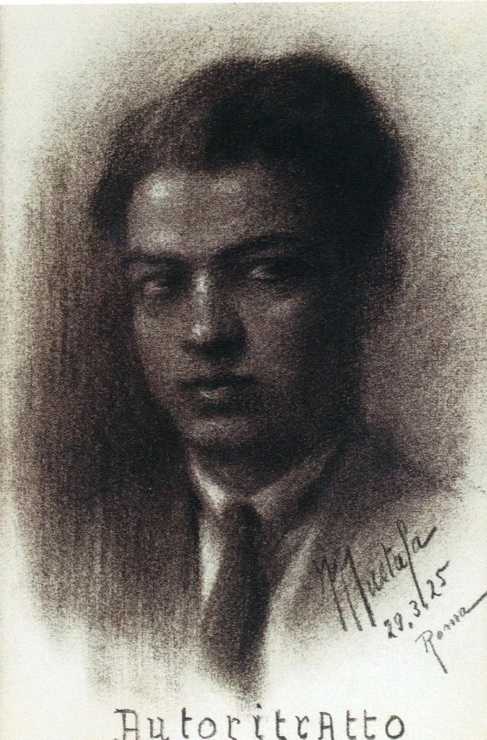 Autoportrait (5), by Moustafa Farroukh, watercolor, 1939
