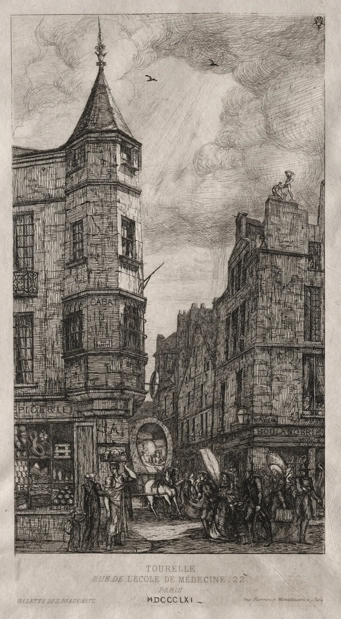 House with a Turret, No. 22 Street of the School of Medicine, by Charles Meryon, 1861