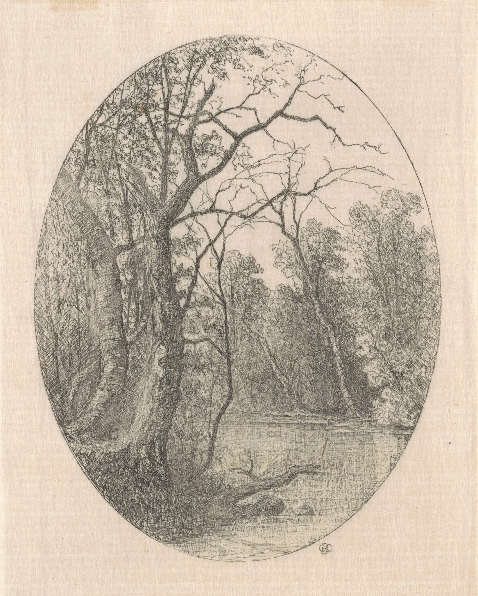 On Laurel Creek, by Carl C. Brenner, ink, 1880