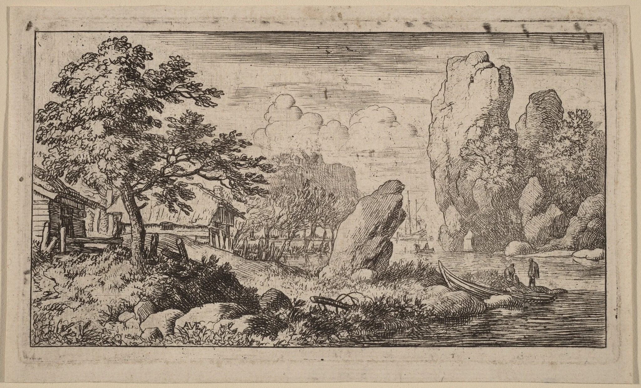 Pointed Boulder at the Bank of a River