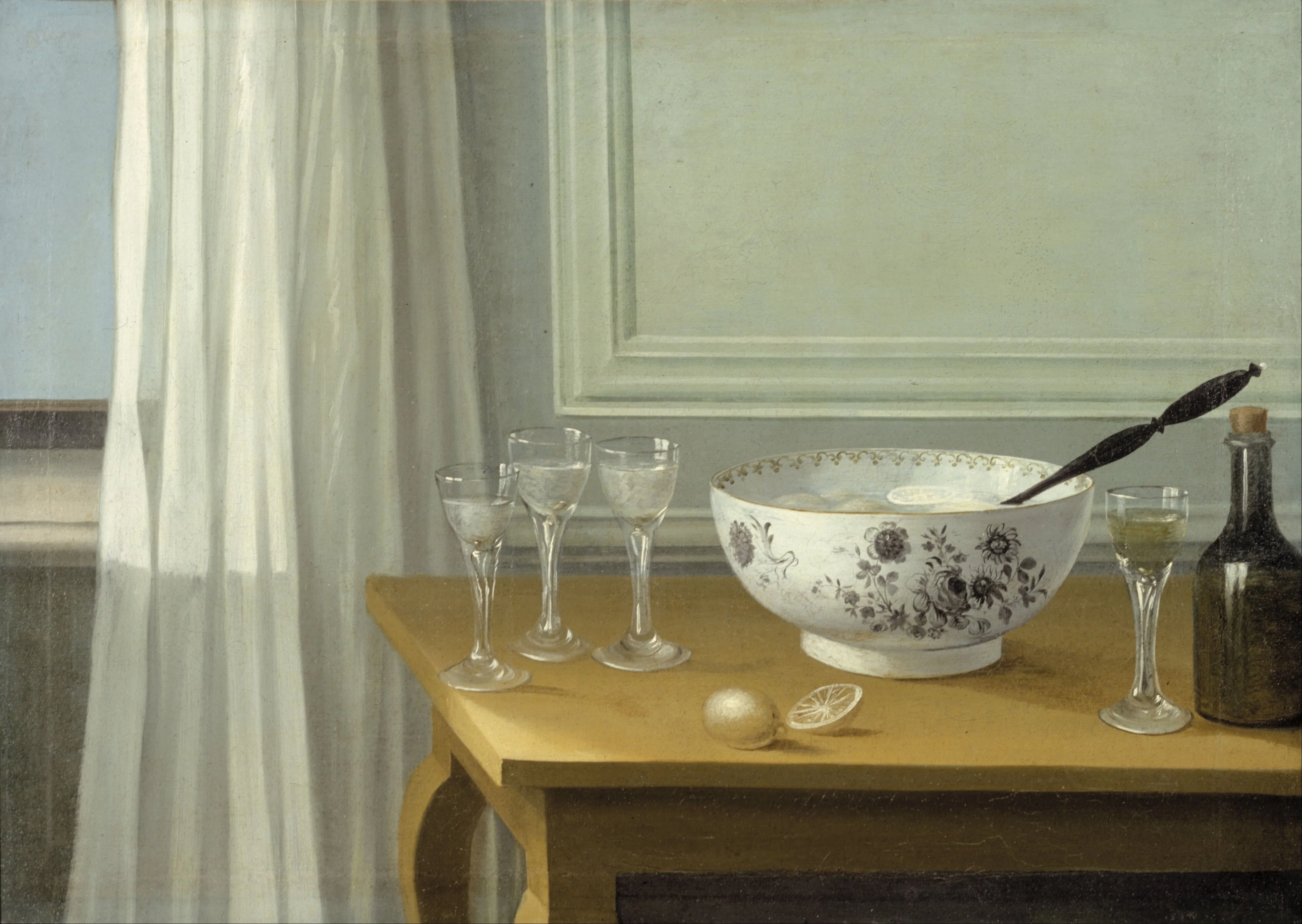 Still Life with a Punch Bowl, by Nils Schillmark, oil, 1799