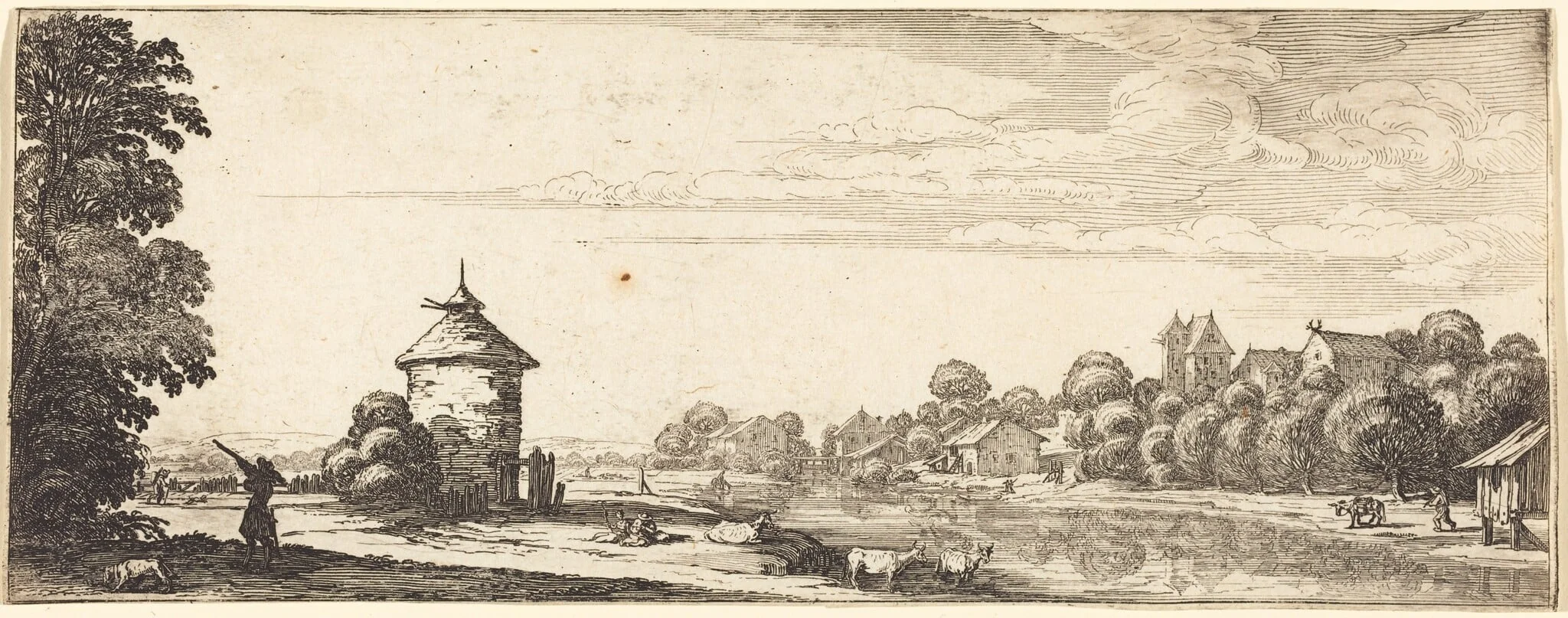 The Dovecot, by French 17th Century, ink, 1634